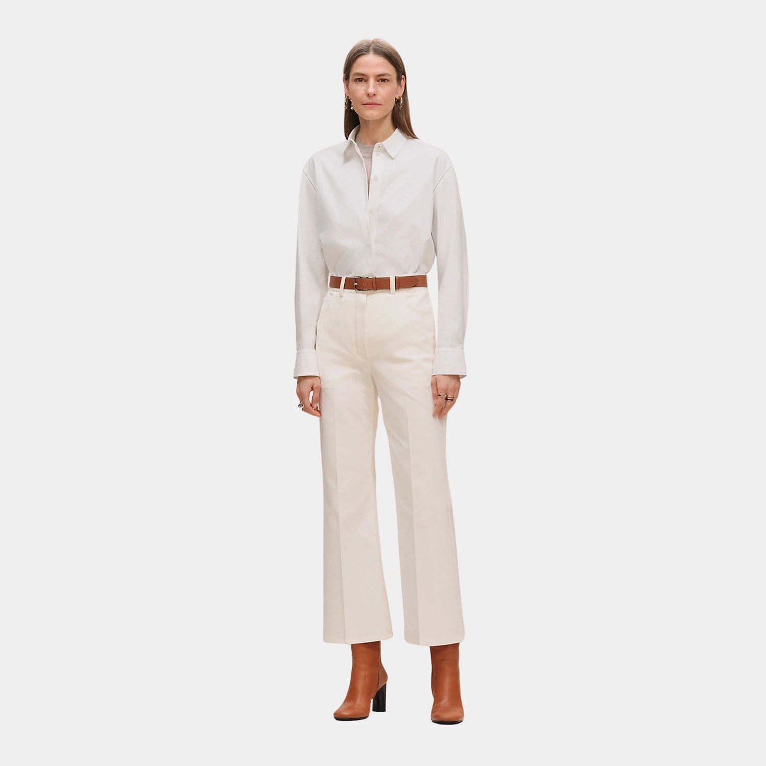 Hermes Mosaique Shirt in Gauze, Blanc, Front