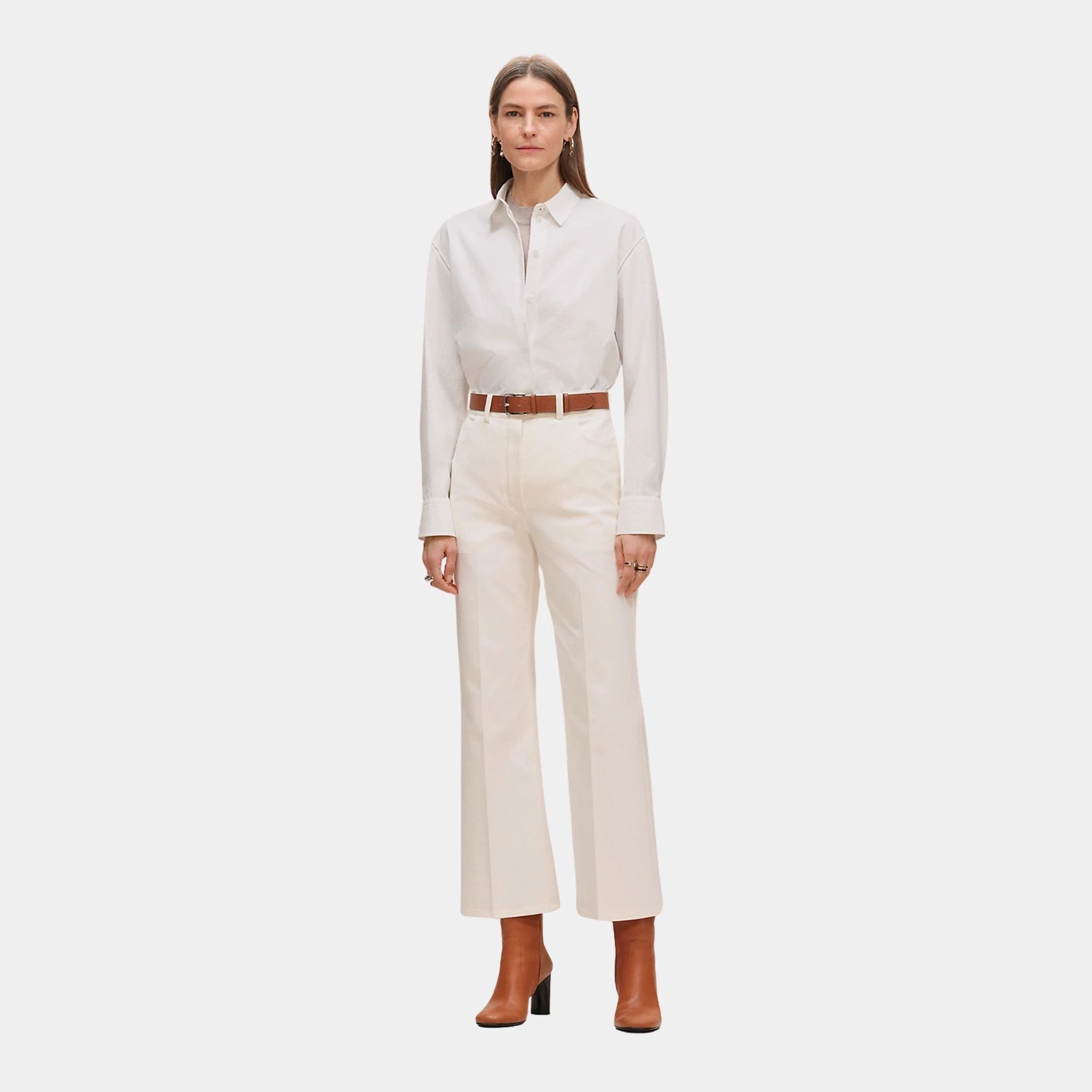 Hermes Mosaique Shirt in Gauze, Blanc, Front