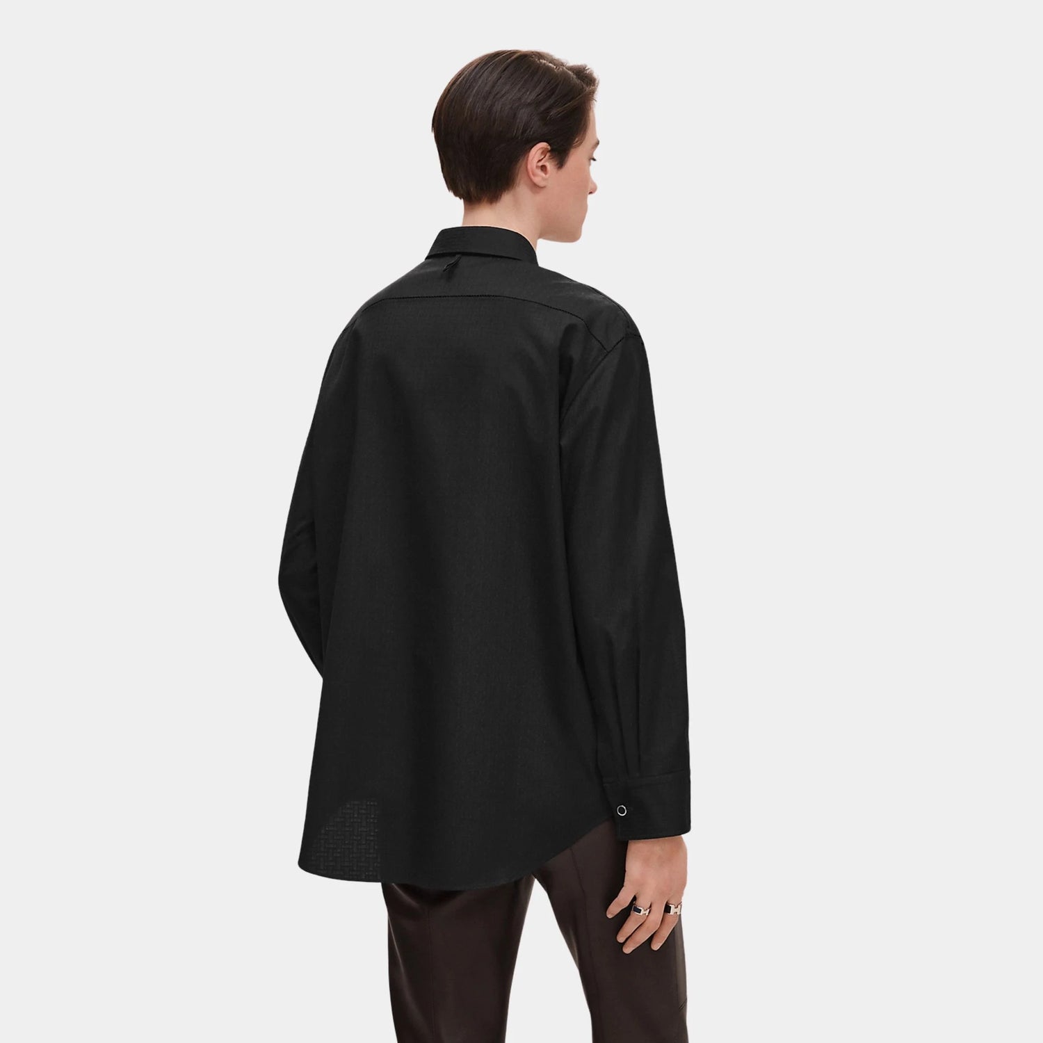 Hermes Mosaique Shirt in Gauze, Noir, Back