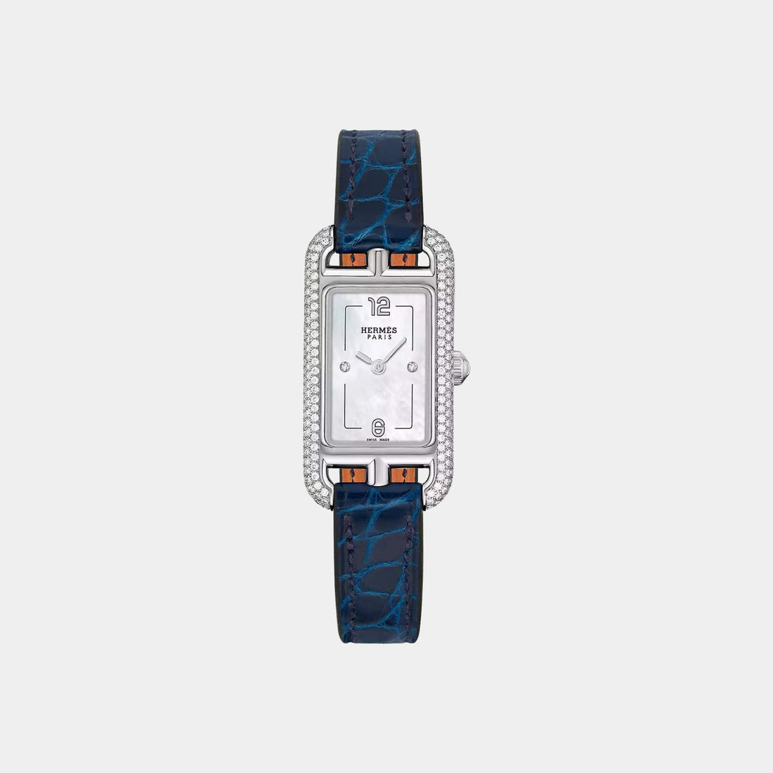 Hermes Nantucket 29 mm Watch In Sapphire Blue Alligator Strap