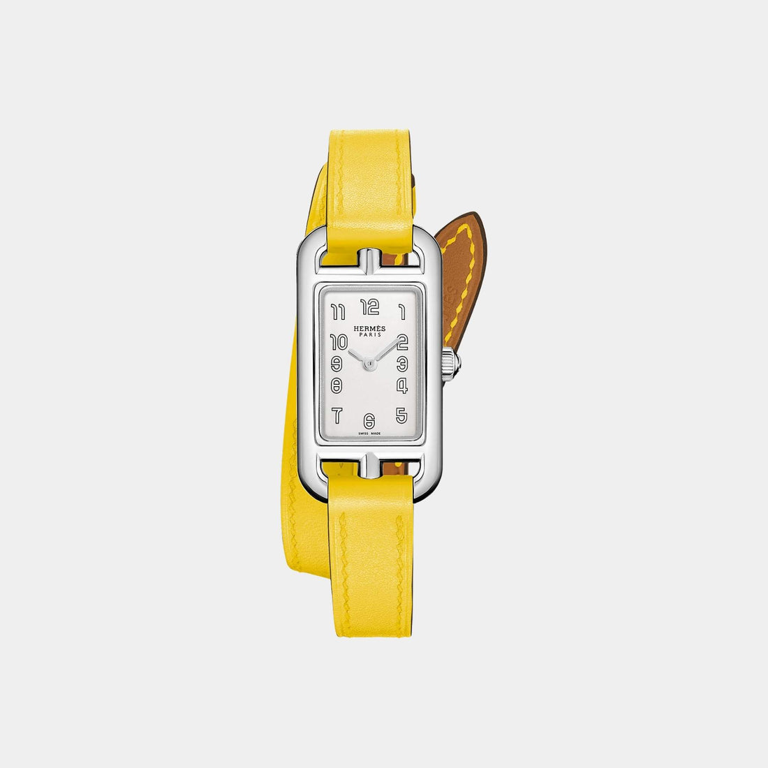 Hermes Nantucket 29 mm Watch With Yellow Swift Calfskin Strap