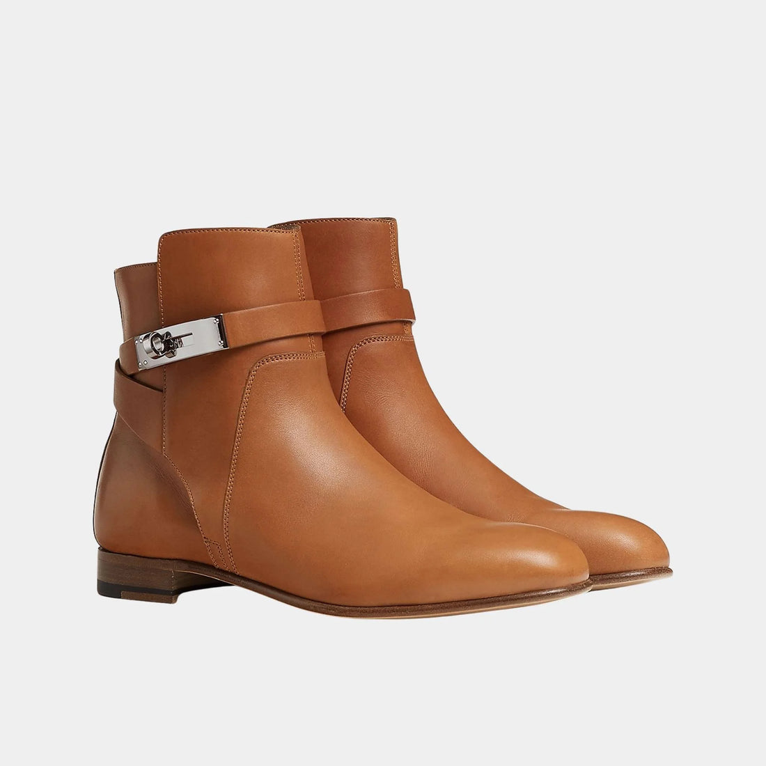 Hermes Neo Ankle Boot in Calfskin, Naturel, Front