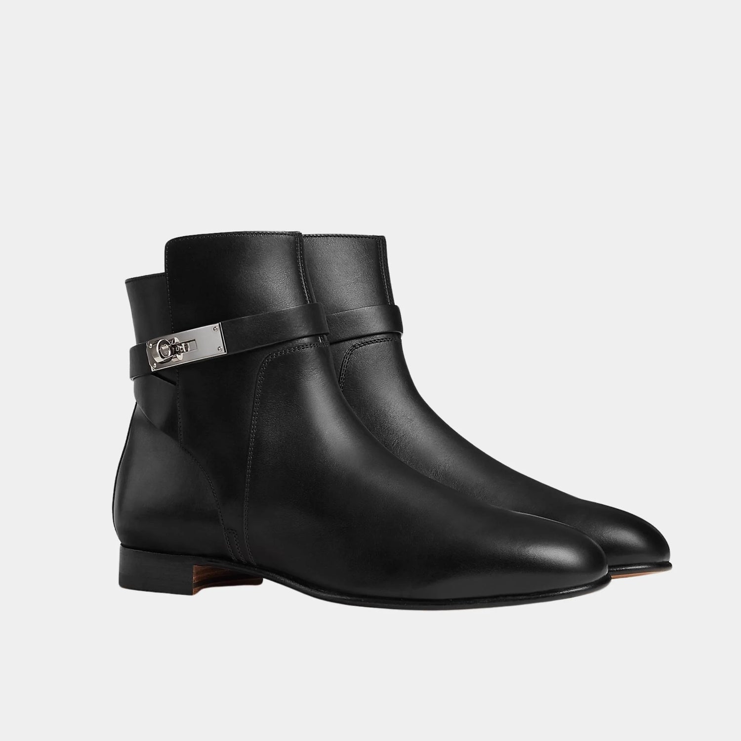 Hermes Neo Ankle Boot in Calfskin, Noir, Front