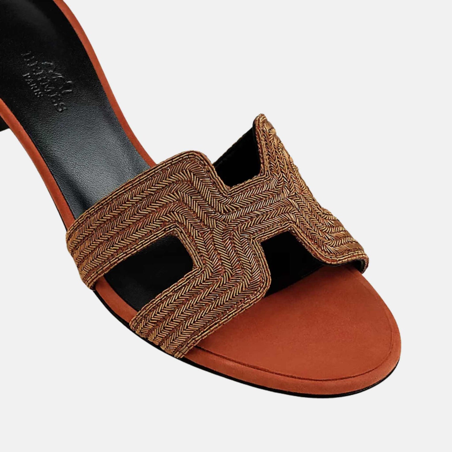 Hermes Oasis Sandal Suede Goatskin And Dabka Rouge De Turin , Top