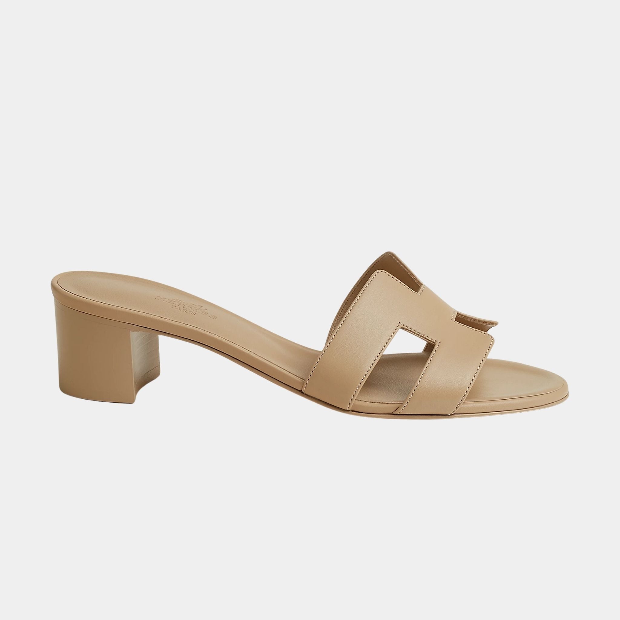 Hermes Oasis Sandals Calfskin, Beige Lin, Side