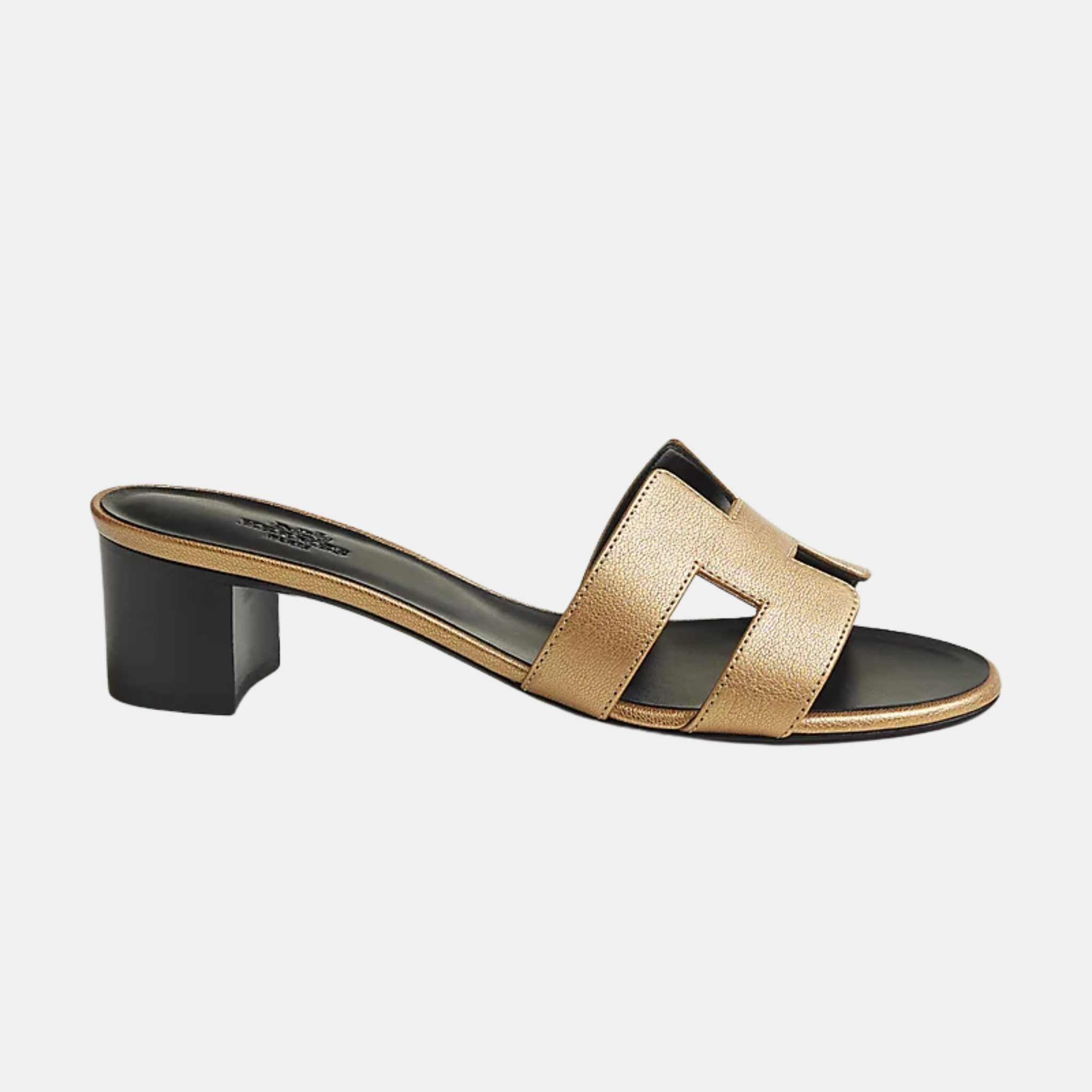 Hermes Oasis Sandals Calfskin Dore, Side