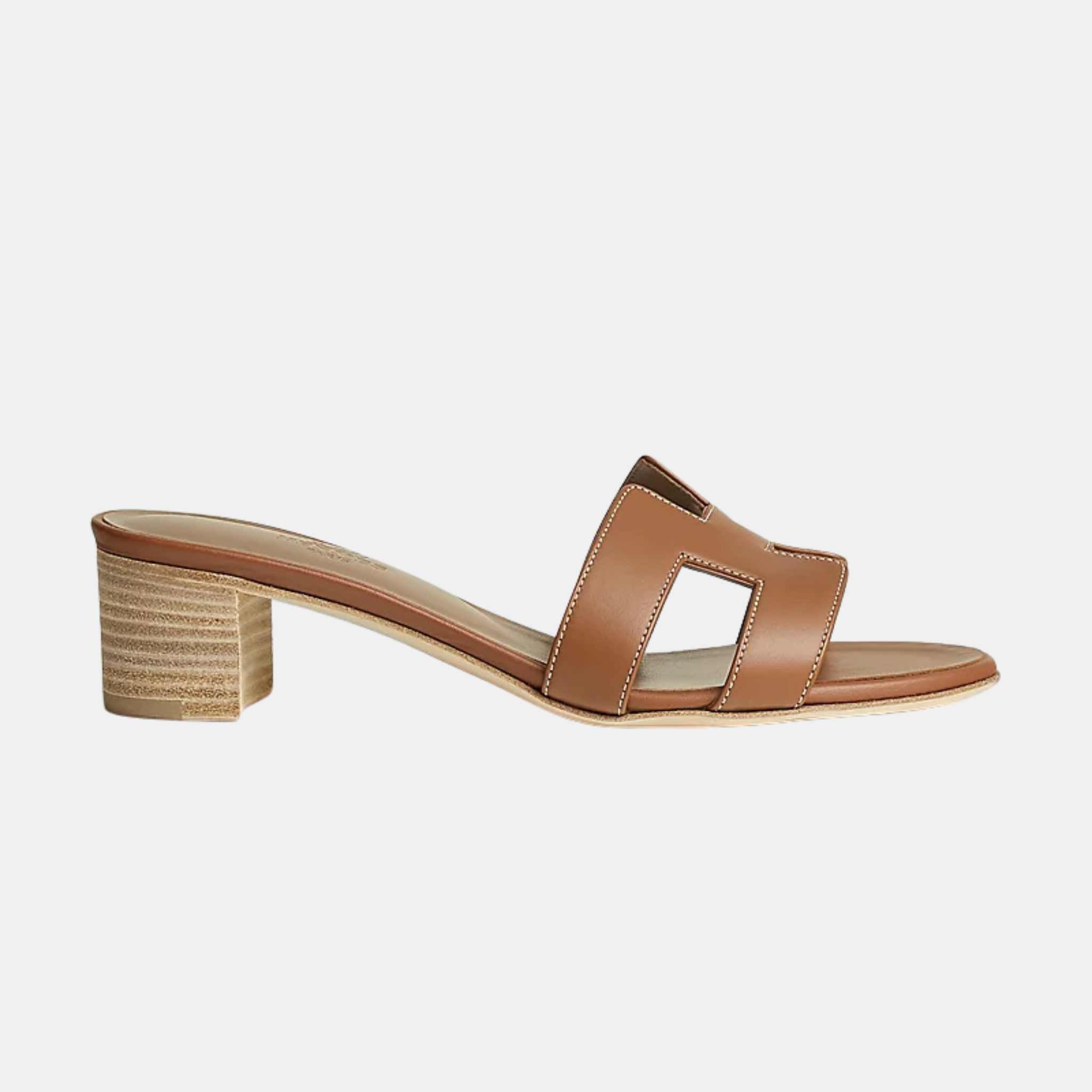 Hermes Oasis Sandals Calfskin, Gold, Side