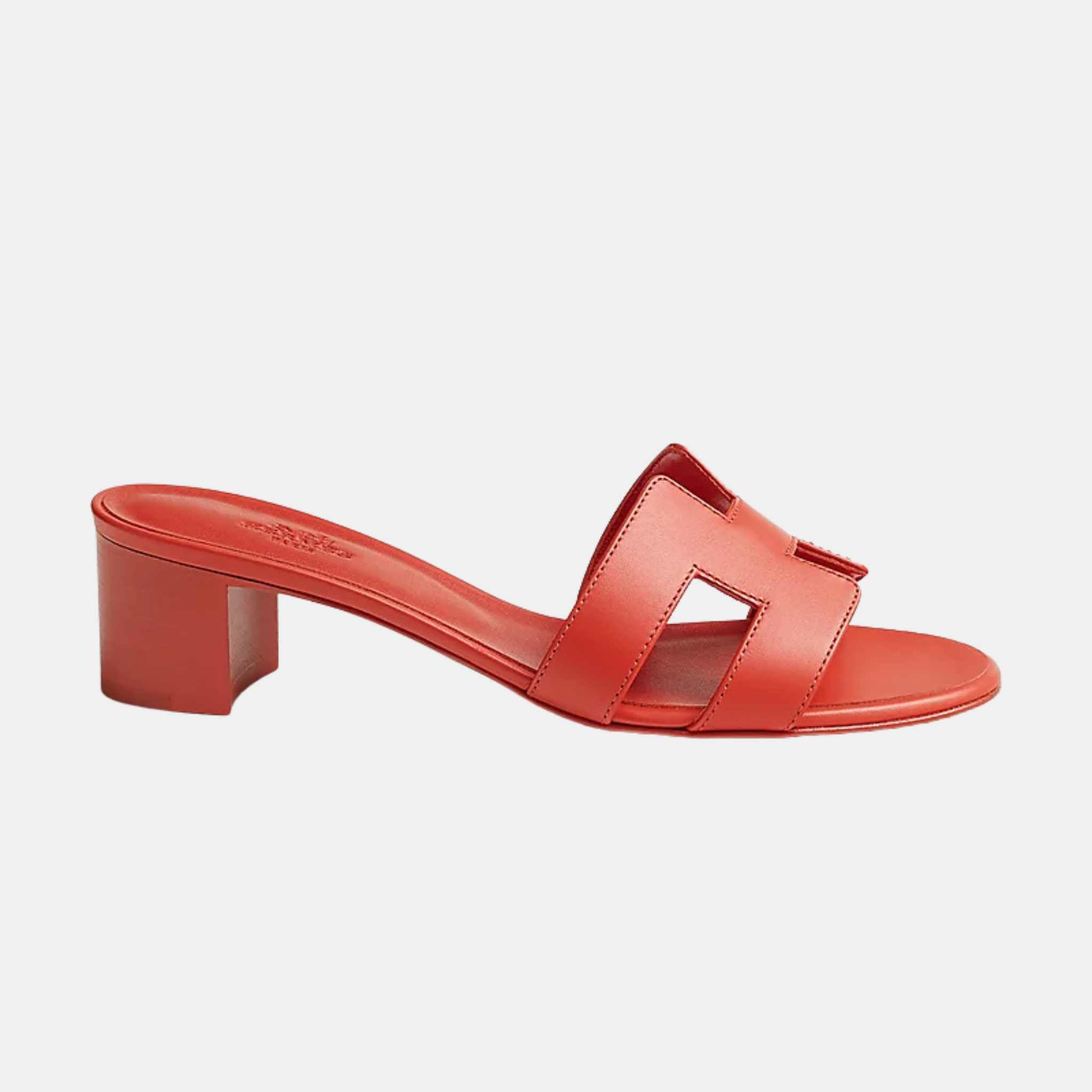 Hermes Oasis Sandals Calfskin, Orange Capucine, SIde