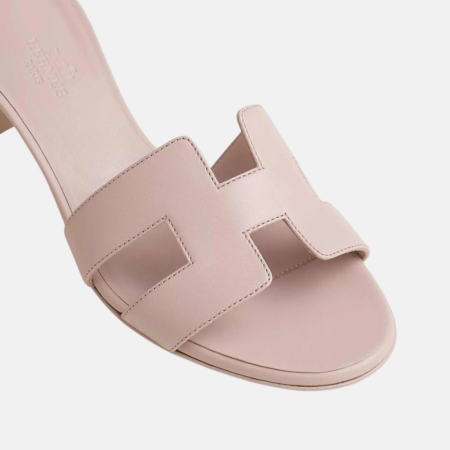 Hermes Oasis Sandals Calfskin, White, Rose Canan, Top