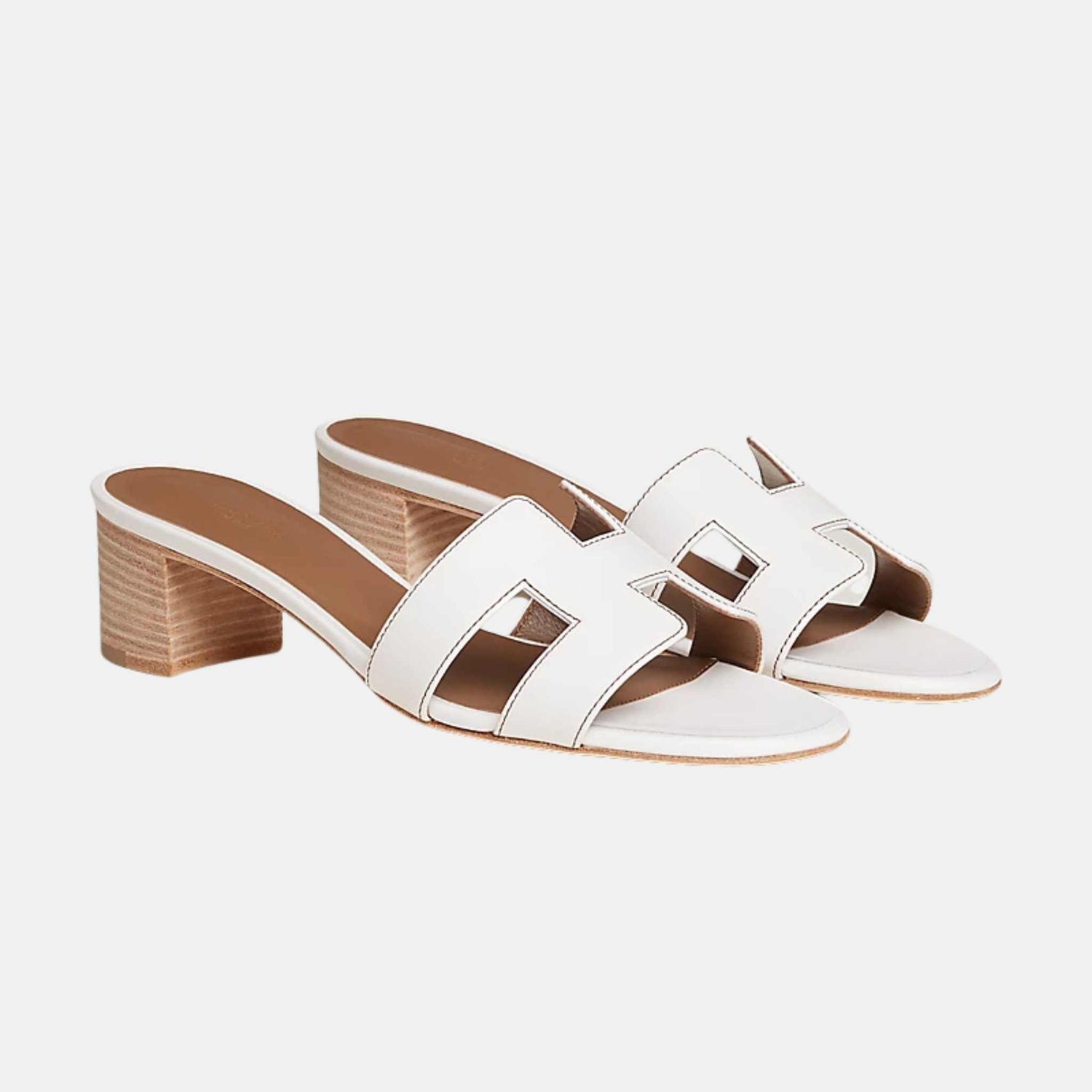 Hermes Oasis Sandals Calfskin, White, Front