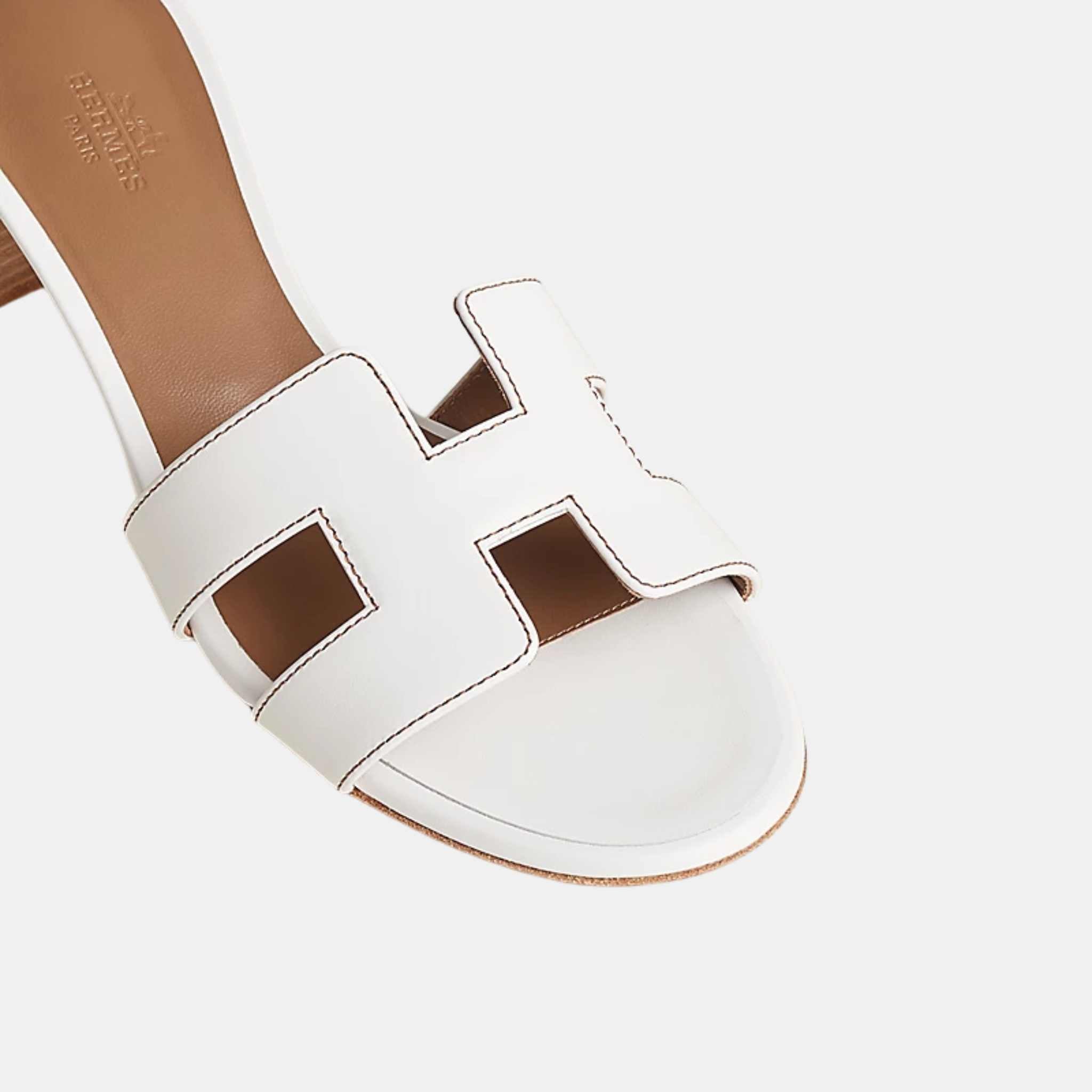 Hermes Oasis Sandals Calfskin, White, Top