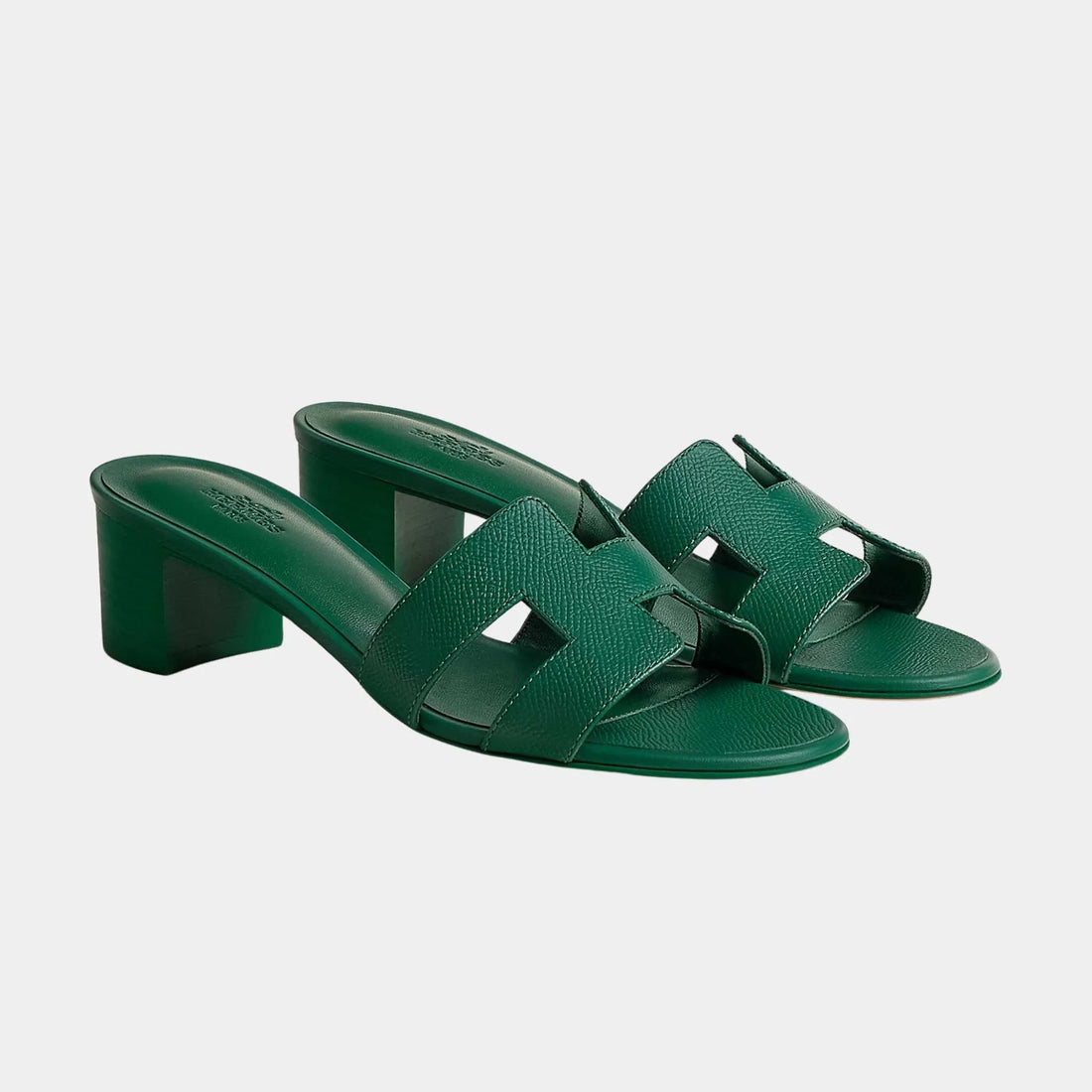 Hermes Oasis Sandals Epsom Calfskin, Beach Green, Front