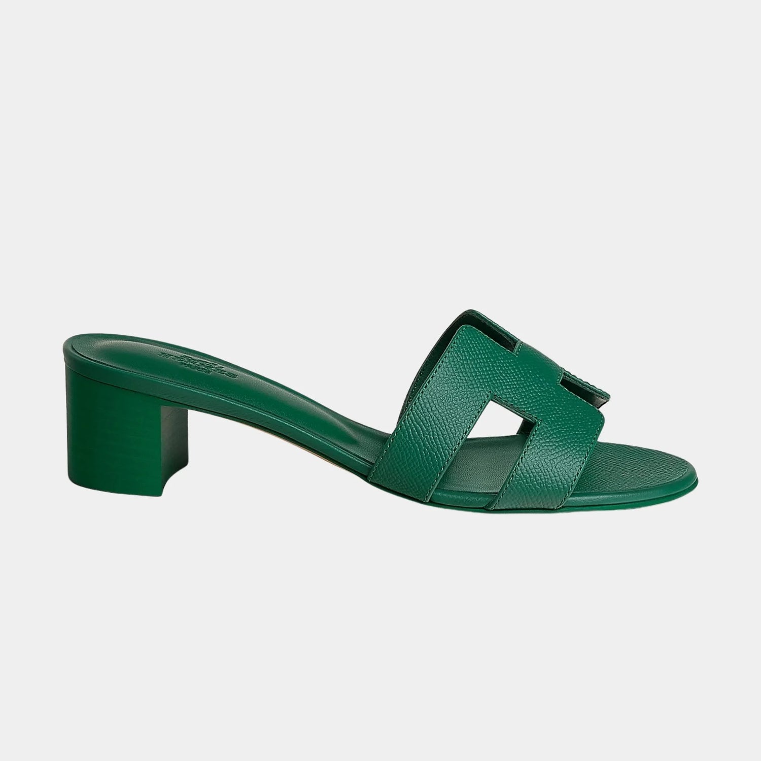 Hermes Oasis Sandals Epsom Calfskin, Beach Green, Side