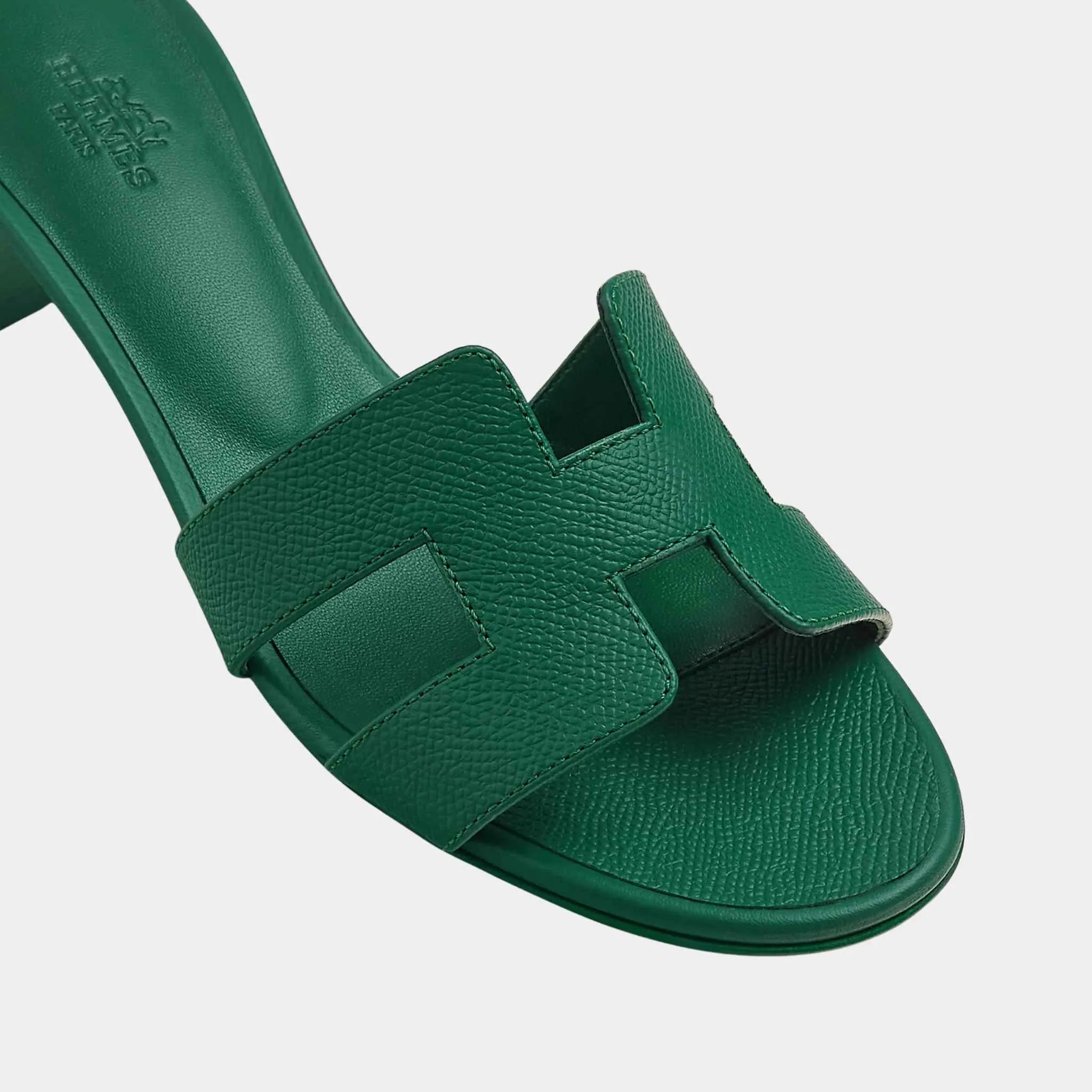 Hermes Oasis Sandals Epsom Calfskin, Beach Green, Top