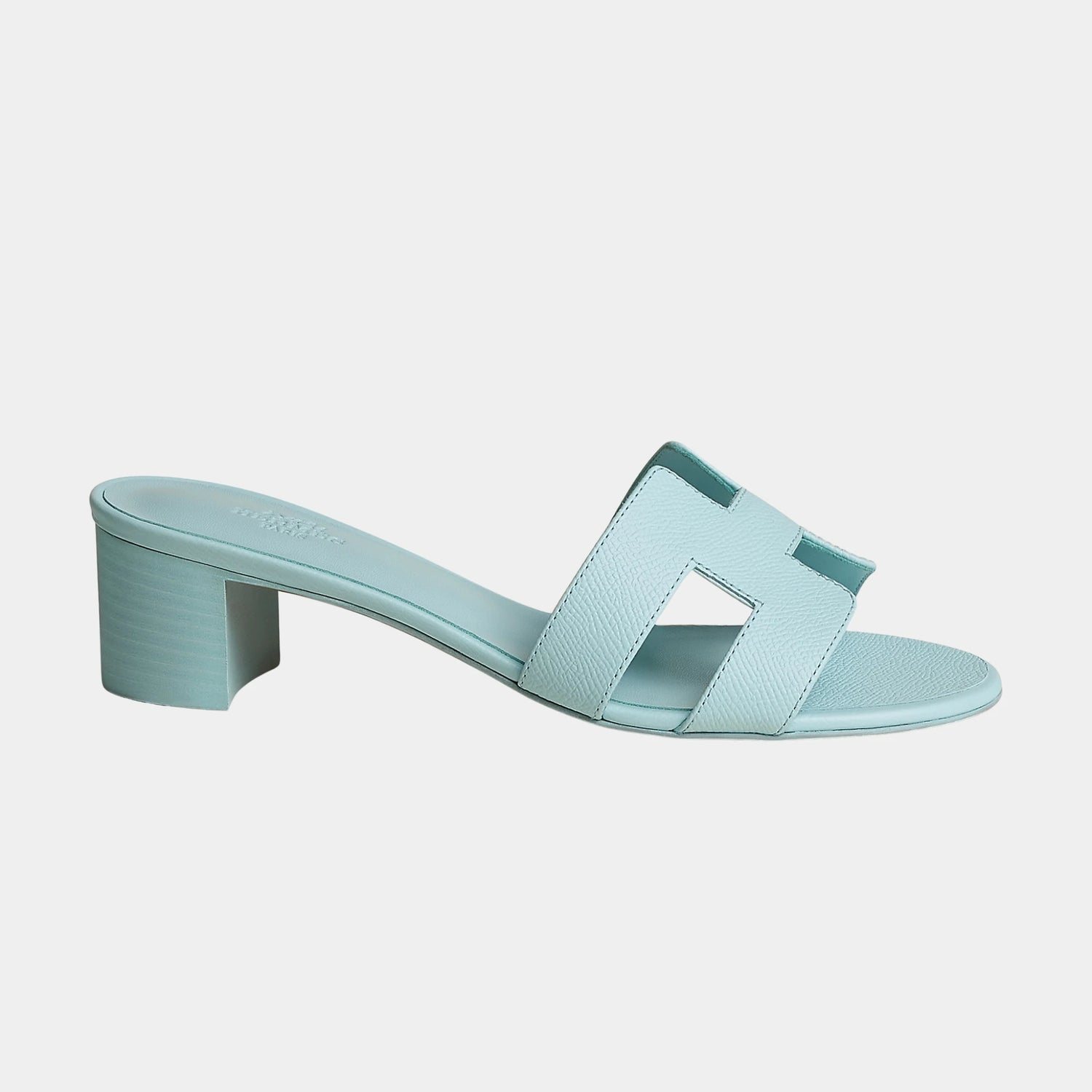 Hermes Oasis Sandals Epsom Calfskin, Bleu Brume, Side