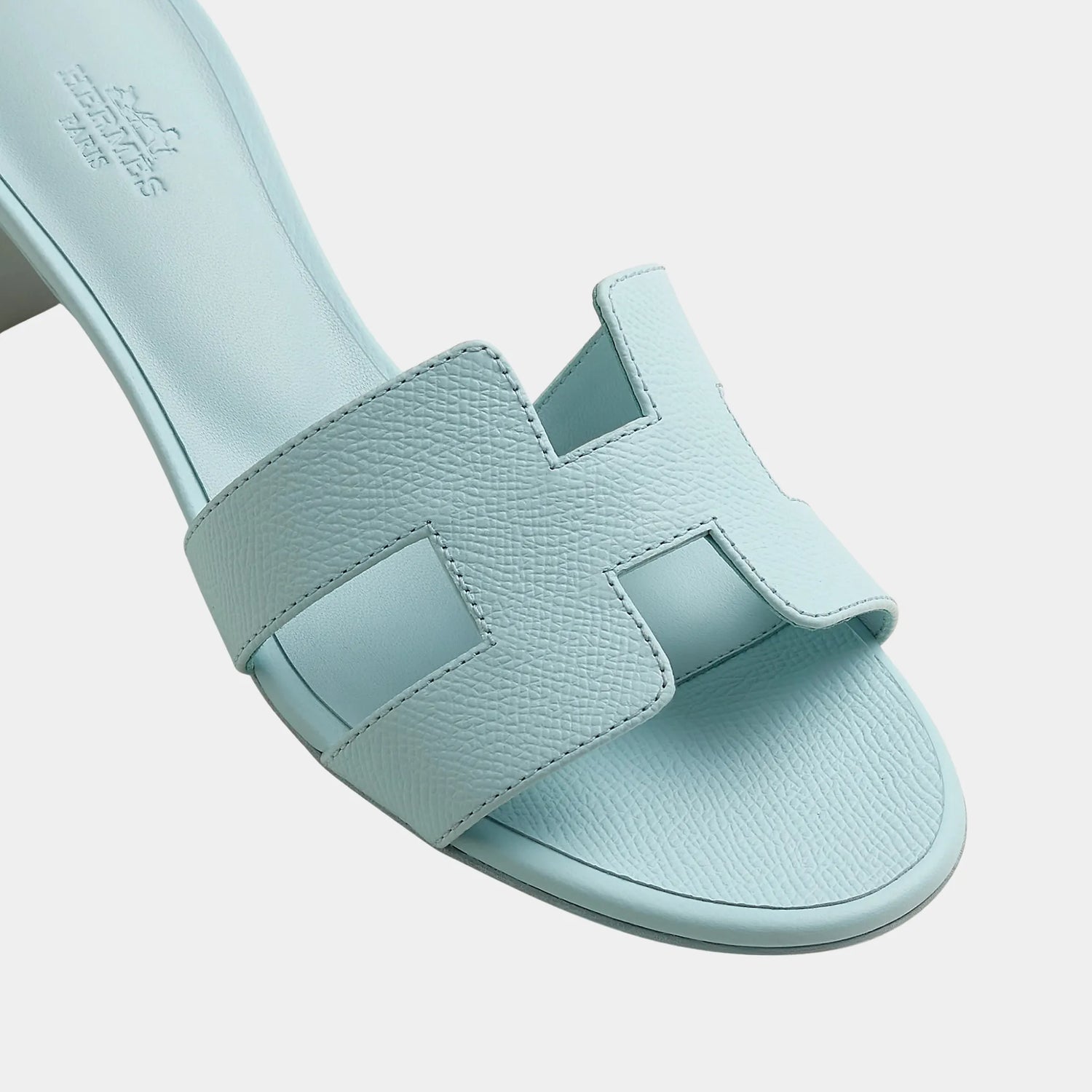 Hermes Oasis Sandals Epsom Calfskin, Bleu Brume, Top