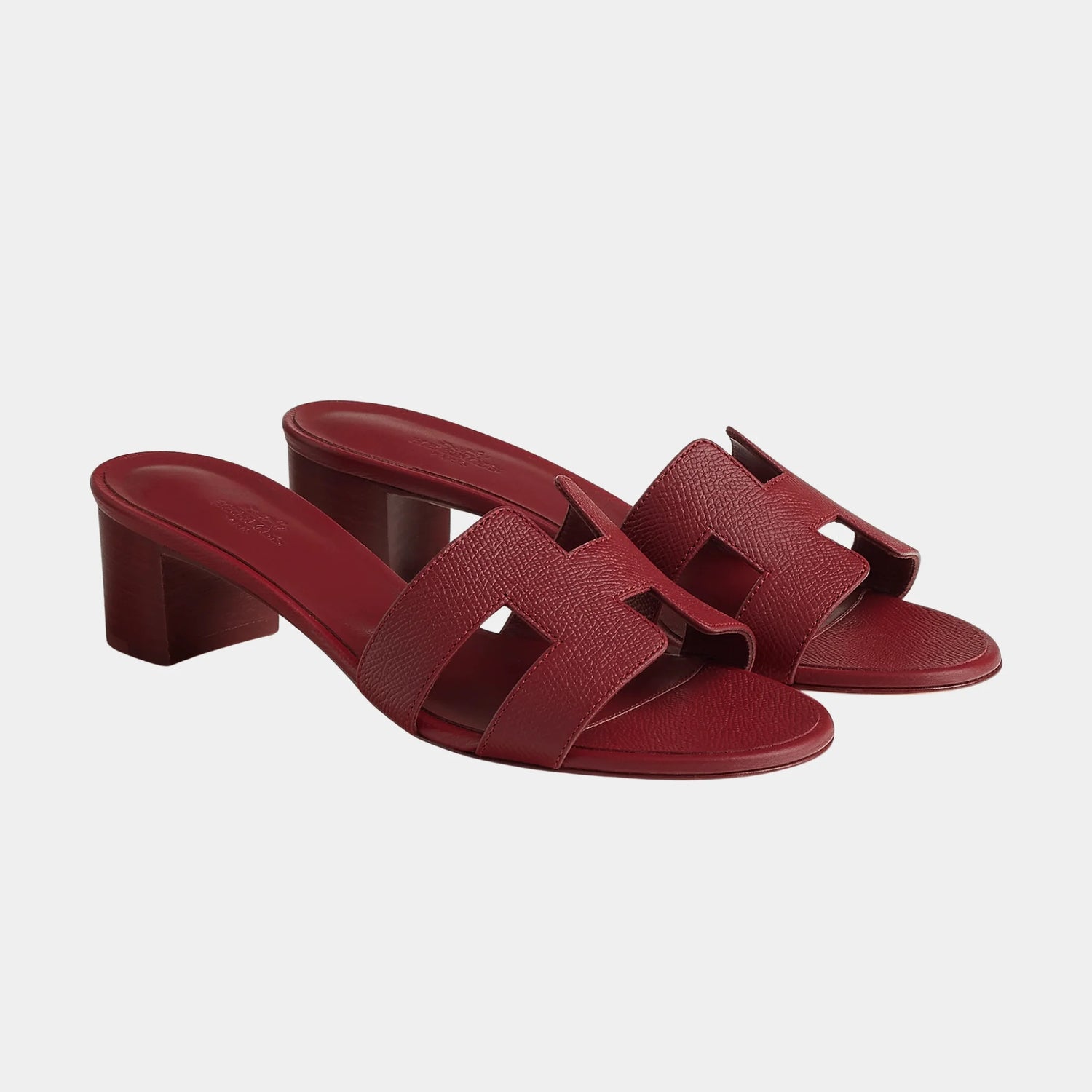 Hermes Oasis Sandals Epsom Calfskin, Rouge H, Front
