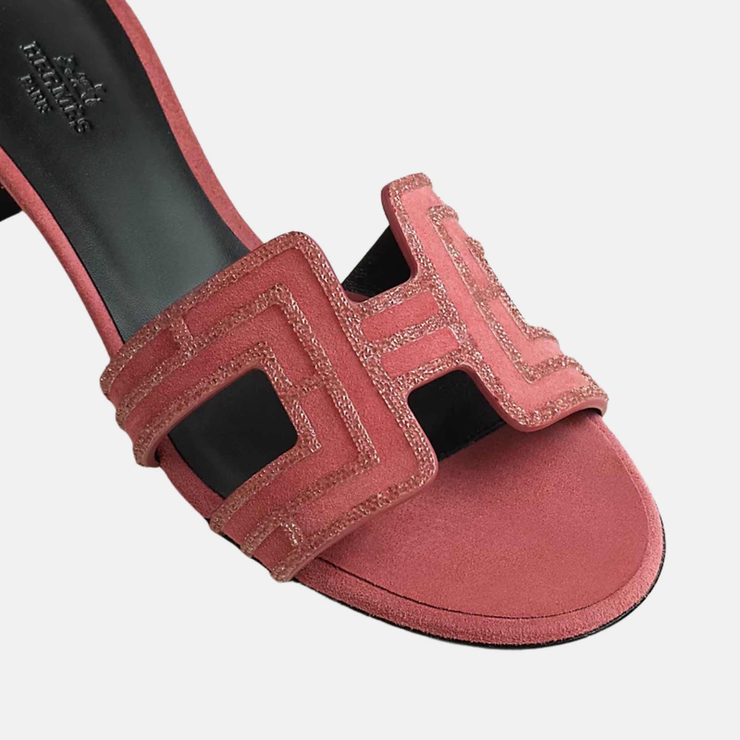 Hermes Oasis Sandals Suede Arcane Rhinestone, Rose Amarante, Top