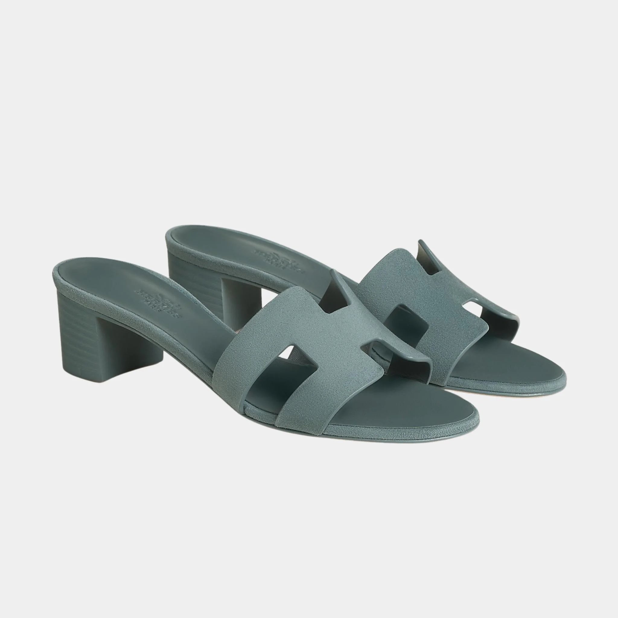 Hermes Oasis Sandals Suede Goatskin, Thunder Blue, Front
