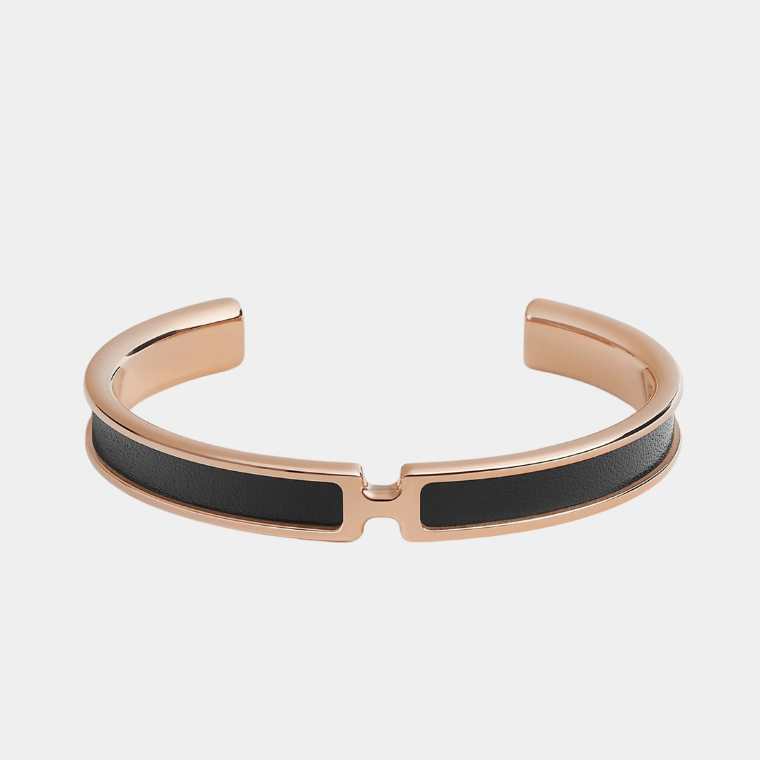 Hermes Olympe Bracelet Box Calfskin Rose Gold Plated, Noir