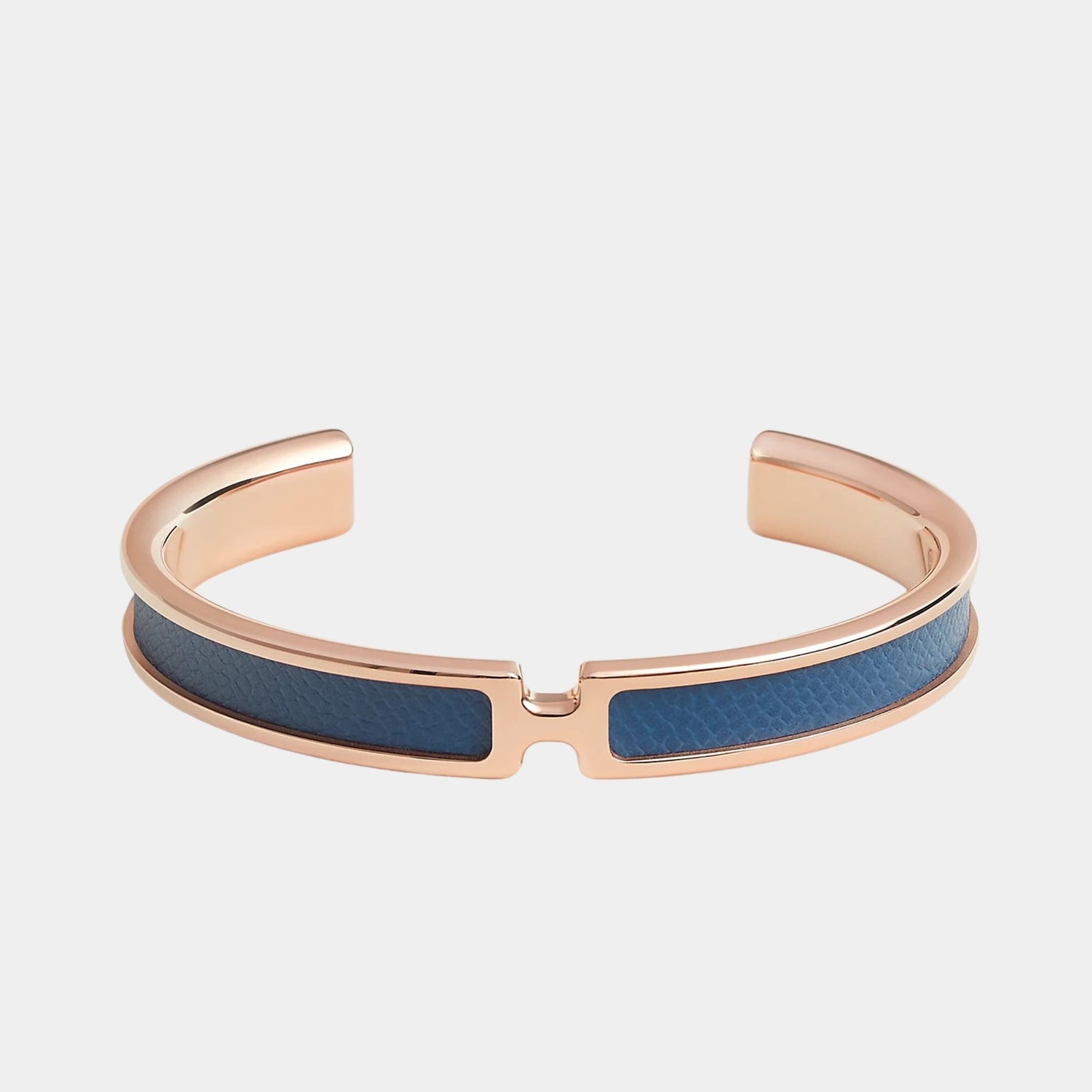 Hermes Olympe Bracelet Madame Calfskin Permabrass, Bleu Tie