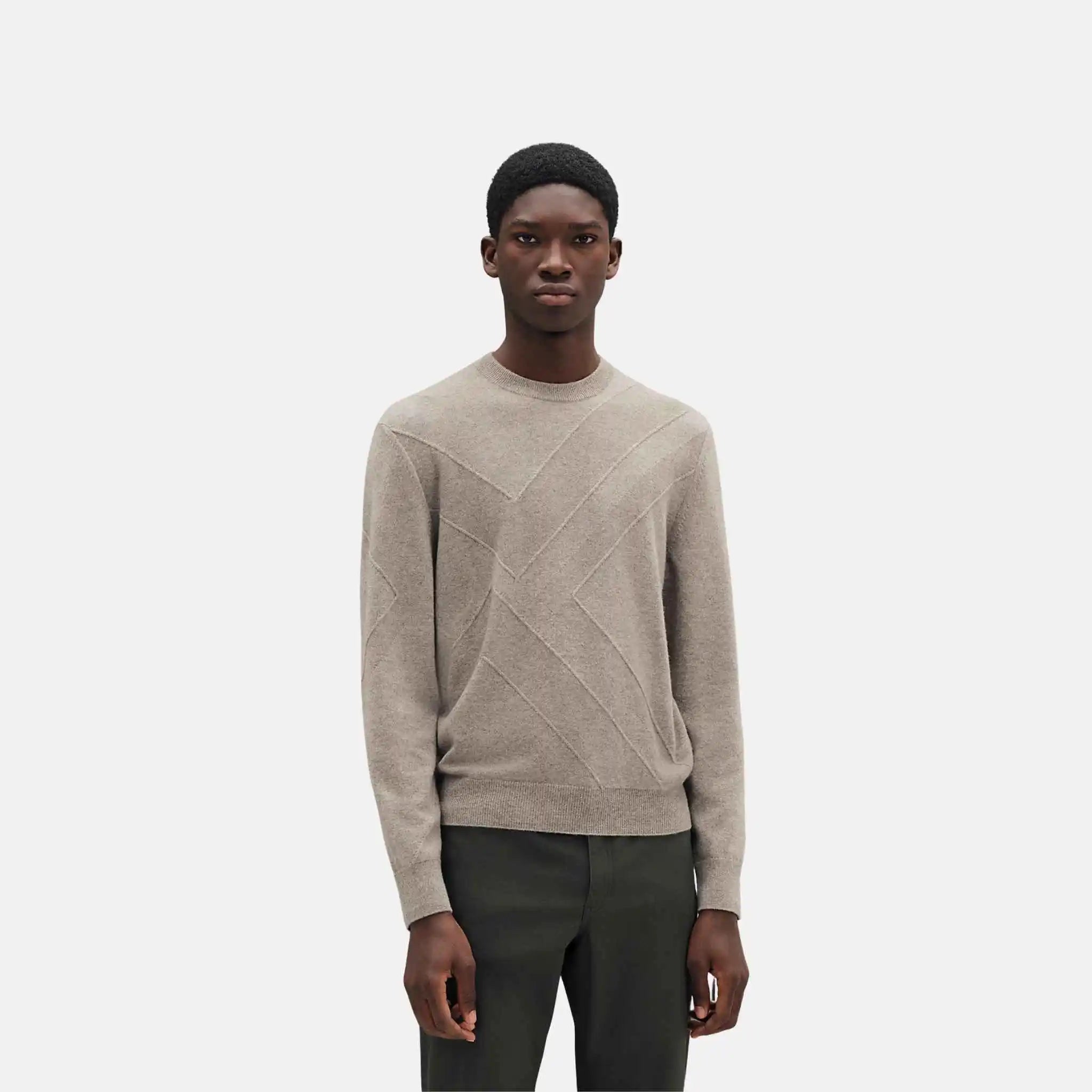 Hermes Ombre Jacket Round Neck Sweater, Gravier