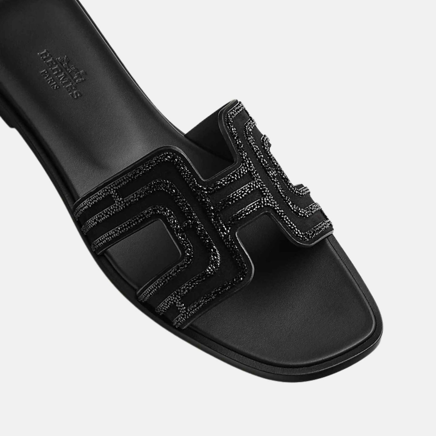 Hermes Oran Sandal Arcane, Black, Top View