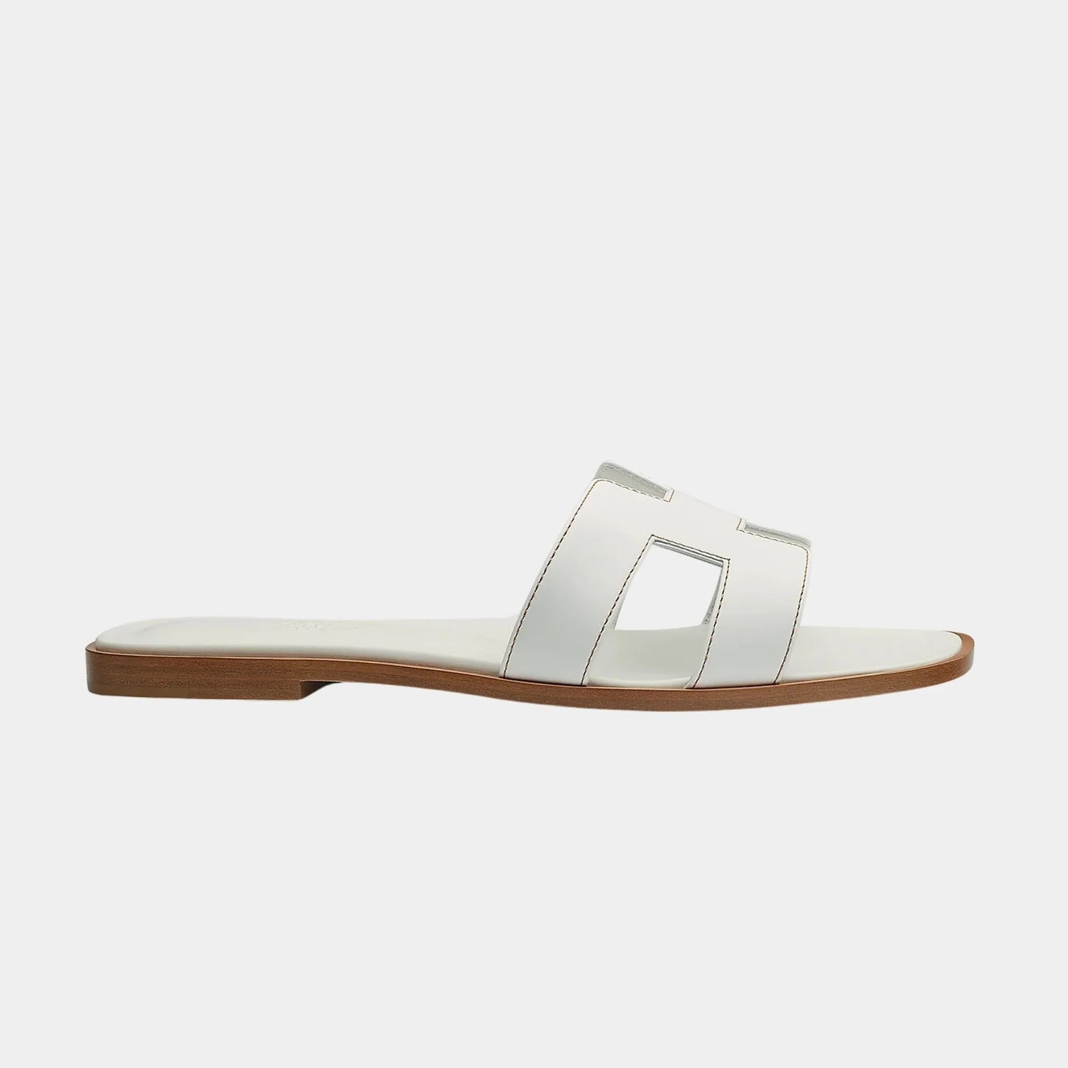 Hermes Oran Sandal Box Calfskin, Blanc, Side