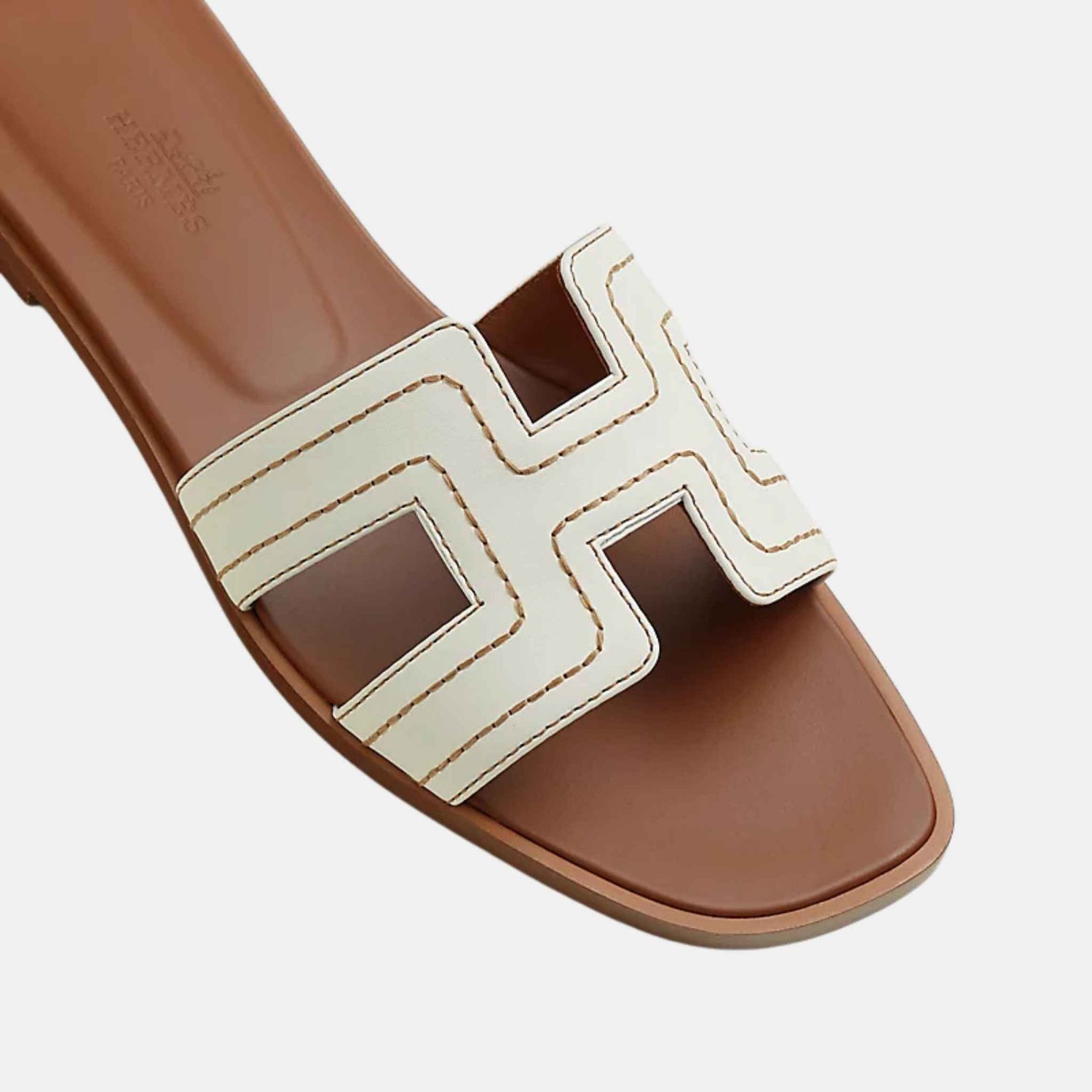 Hermes Oran Sandal Calfskin, Blanc, Top View