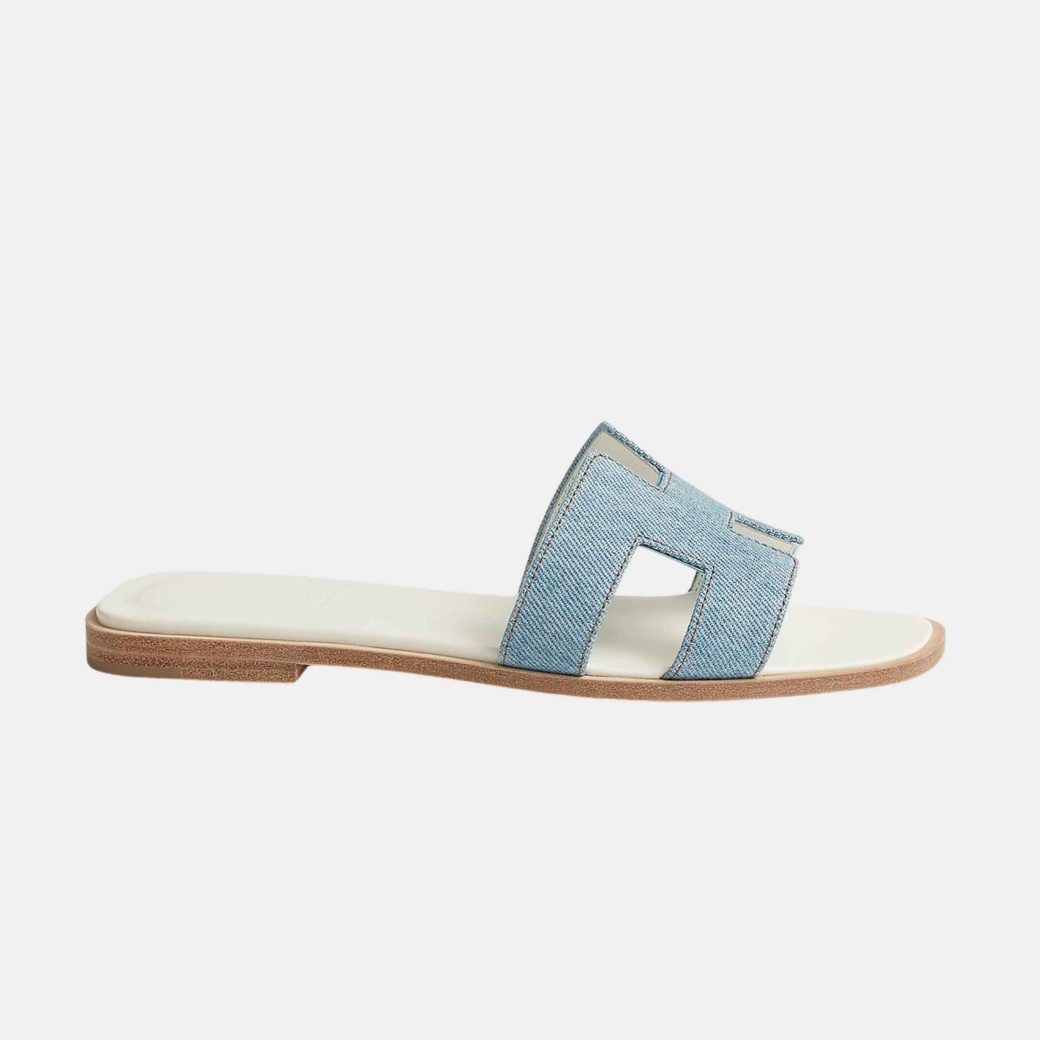 Hermes Oran Sandal Denim, Bleu Clair, Full Side View