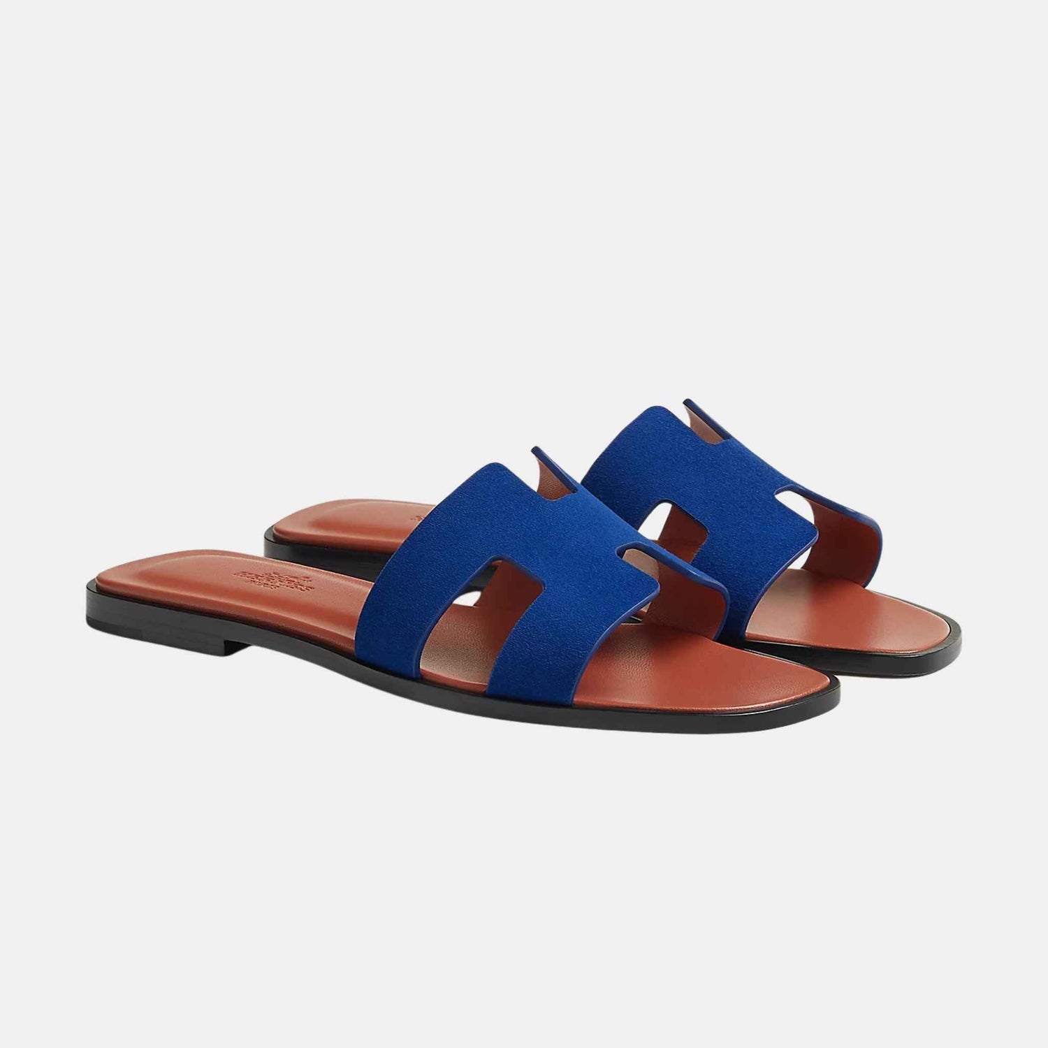 Hermes Oran Sandal Goatskin, Bleu Smalt, Front View