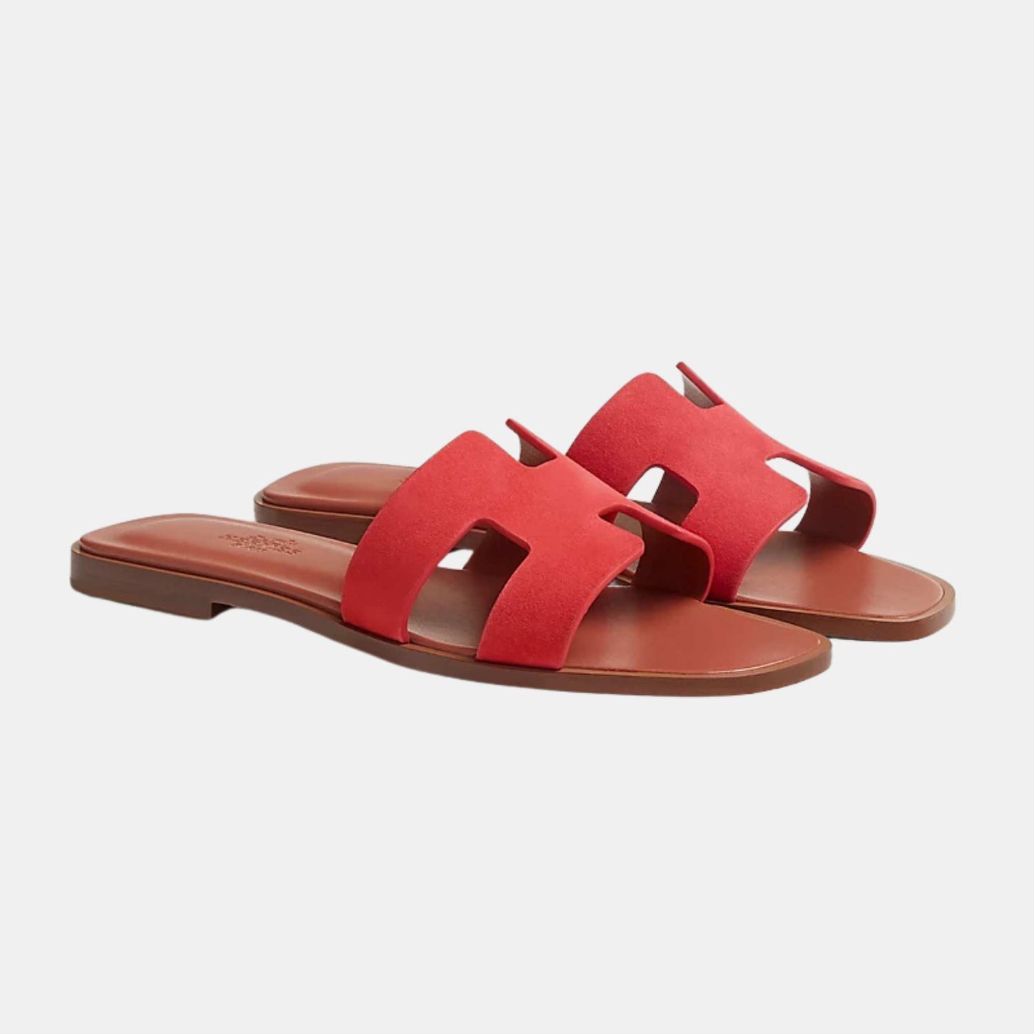 Hermes Oran Sandal Goatskin, Rouge Cinetique, Front View