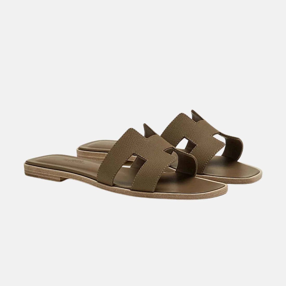 Hermes Oran Sandal Epsom Calfskin, Etoupe, Front