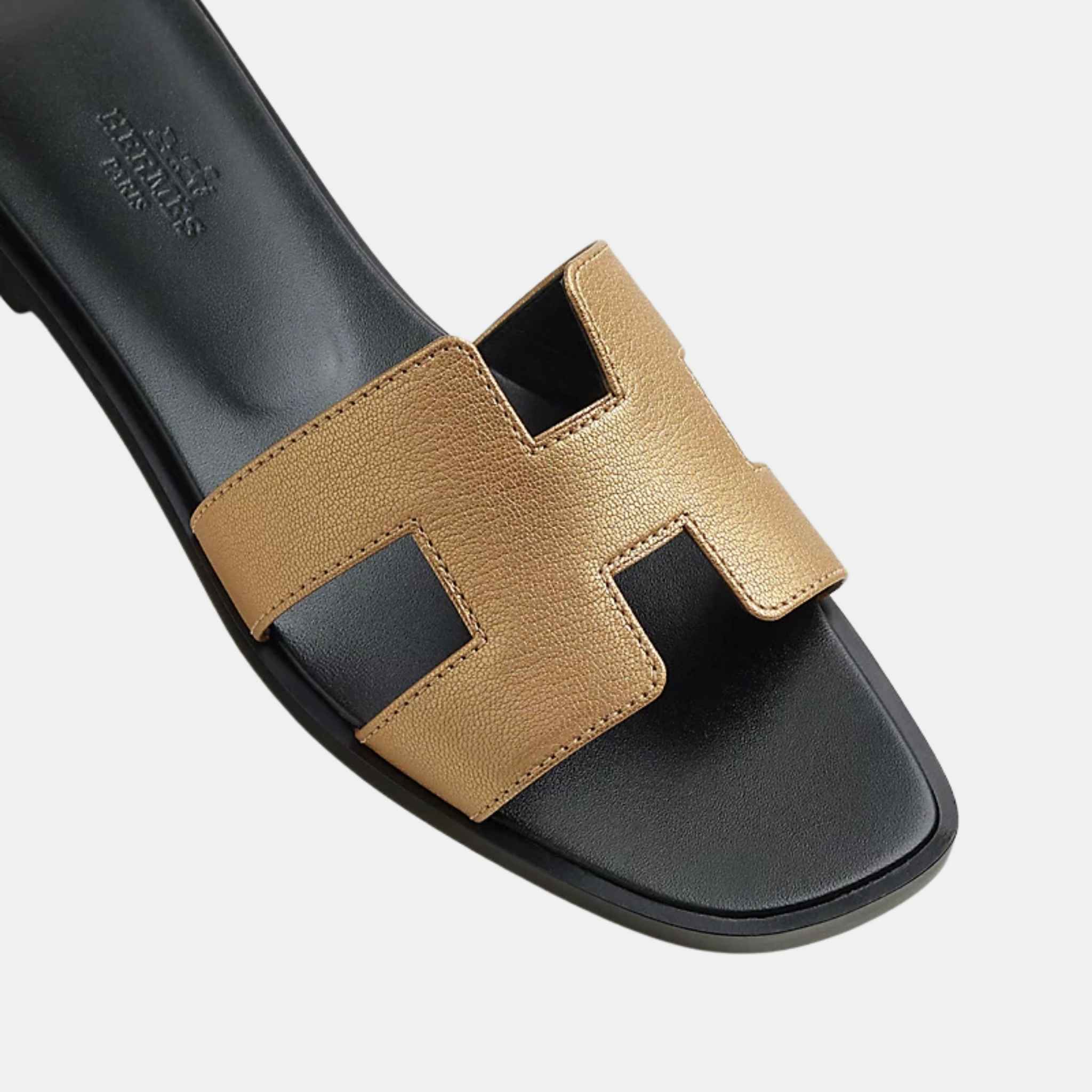 Hermes Oran Sandal Metallic, Dore, Top View