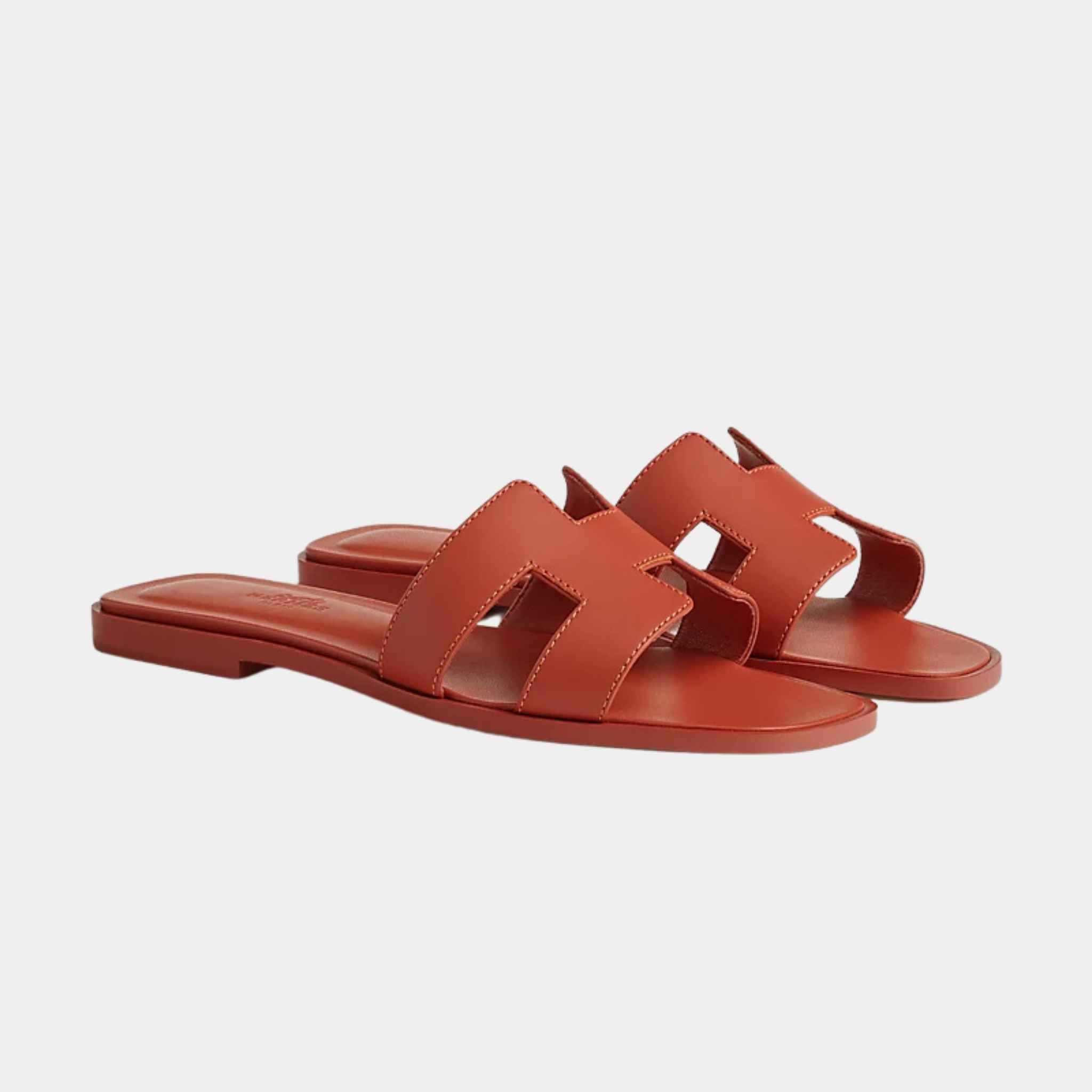 Hermes Oran Sandal, Rouge De Turin, Side View