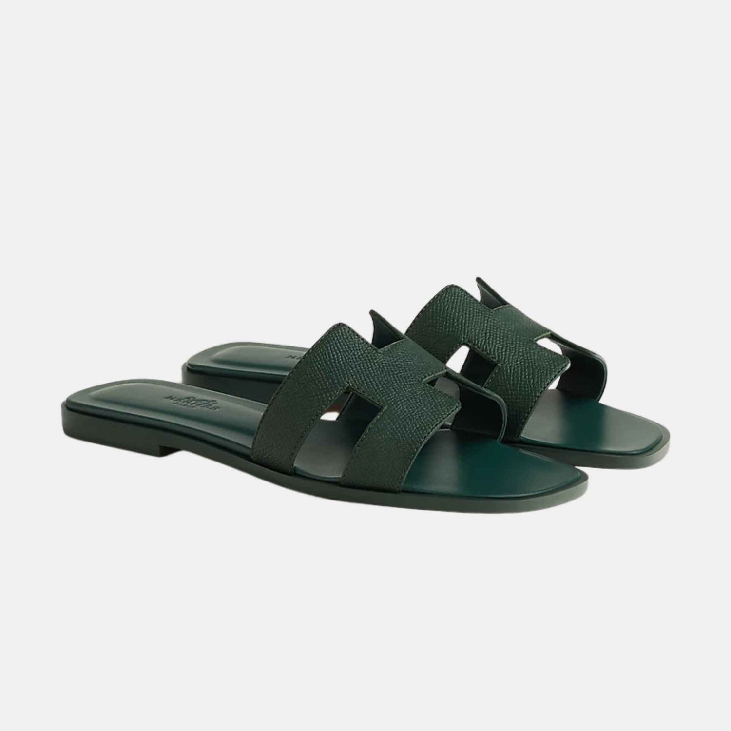 Hermes Oran Sandal, Vert Bouteille, Side View