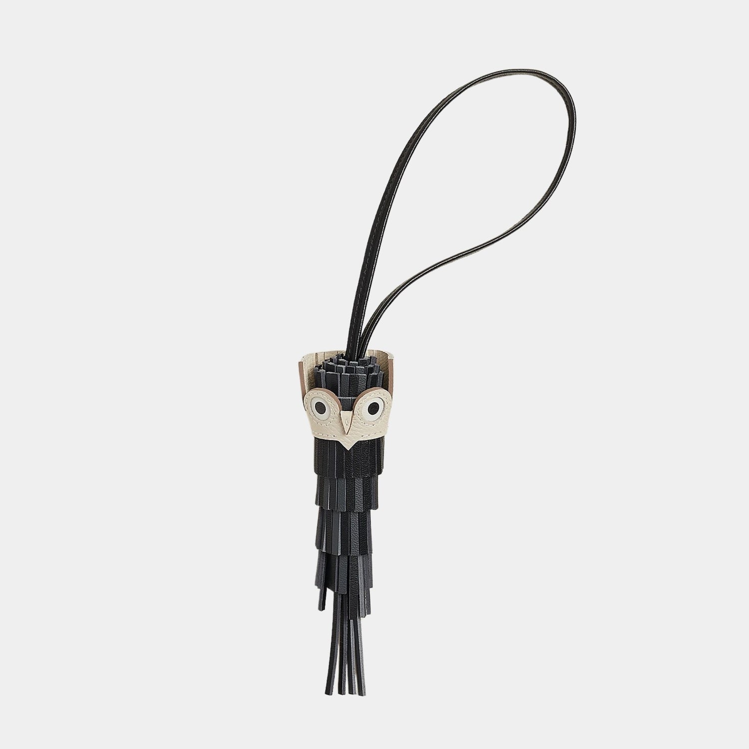 Hermes Owl Bag Charm, Gris, Misty, Noir, Craie, Blanc