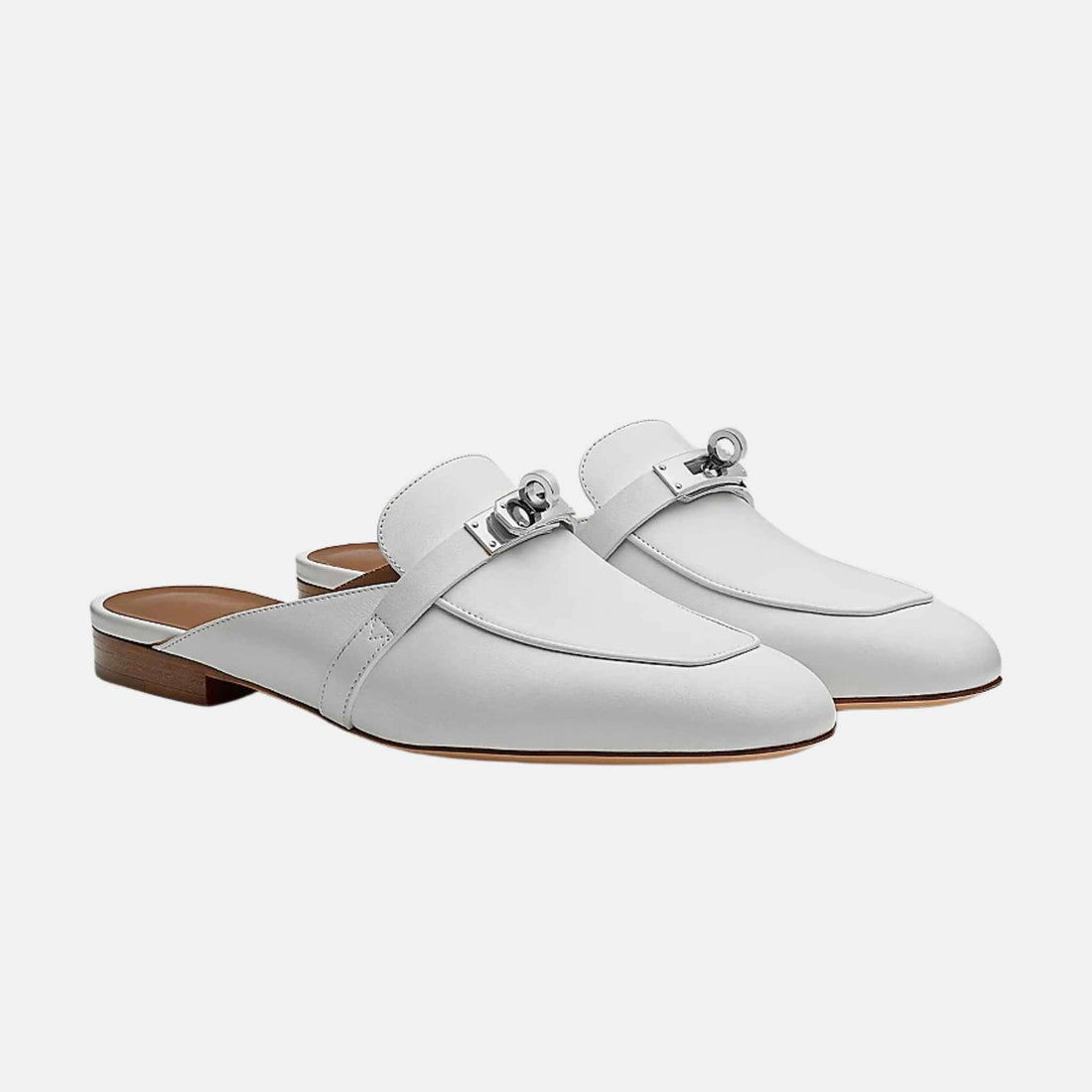 Hermes Oz mule Calfskin PHW, Blanc, Front
