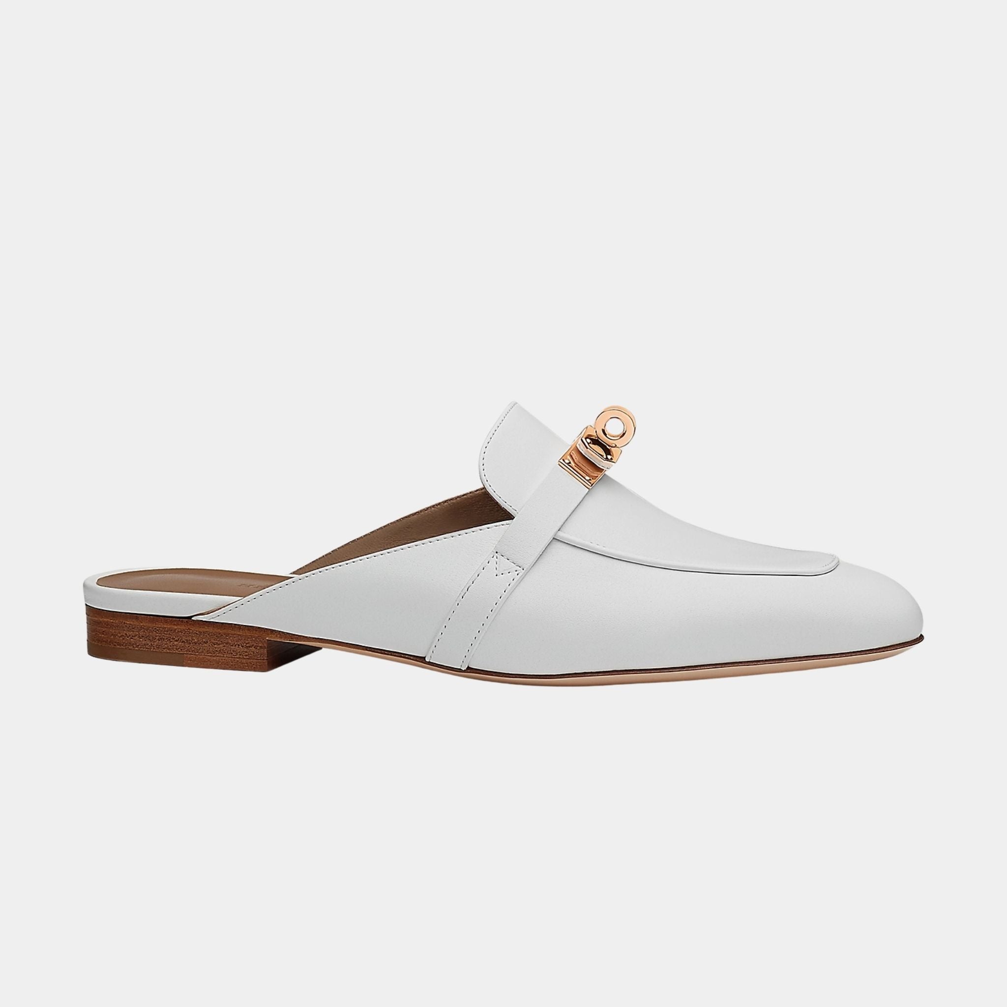 Hermes Oz Mule Calfskin RGHW, Blanc, Side