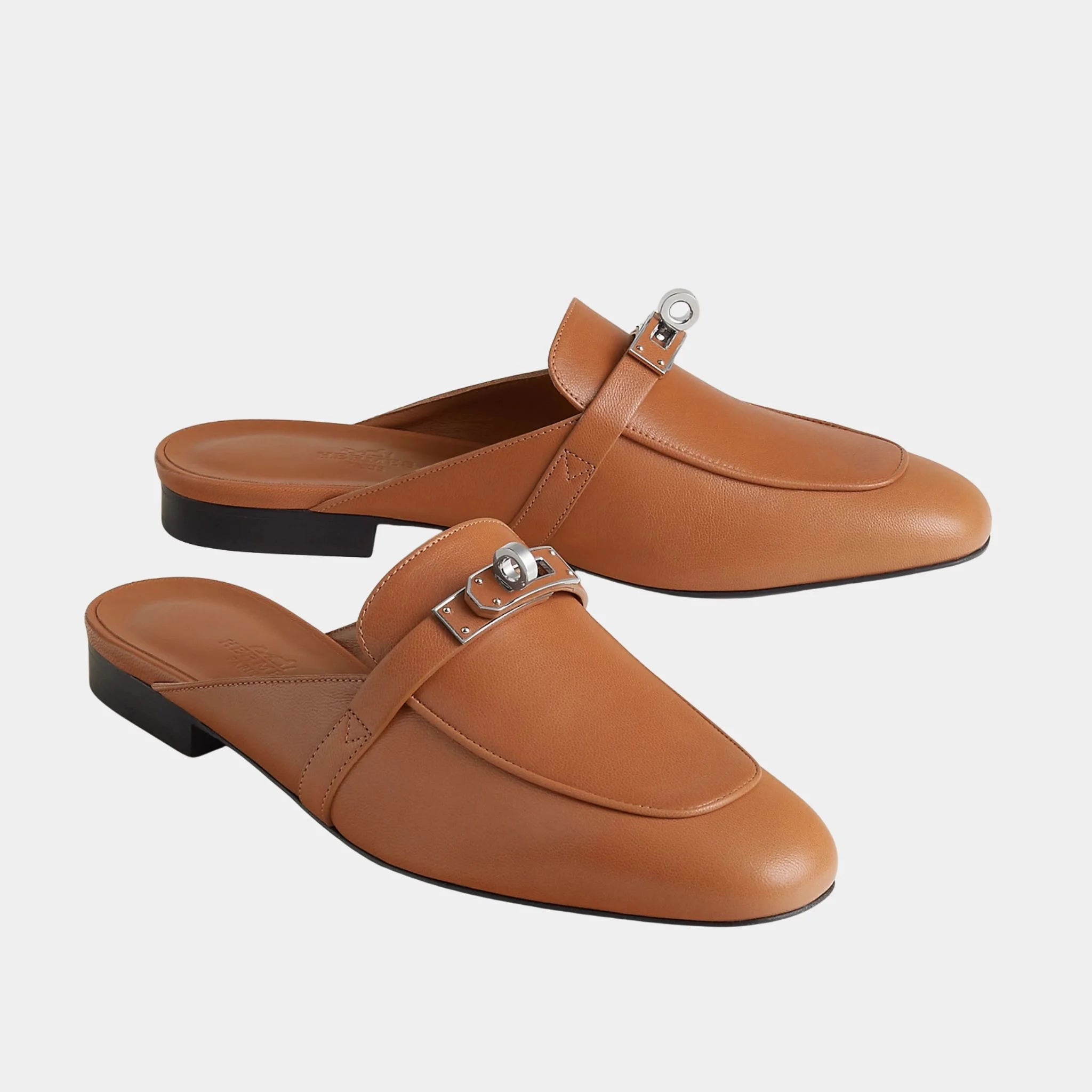 Hermes Oz Mule Goatskin PHW, Naturel, Front