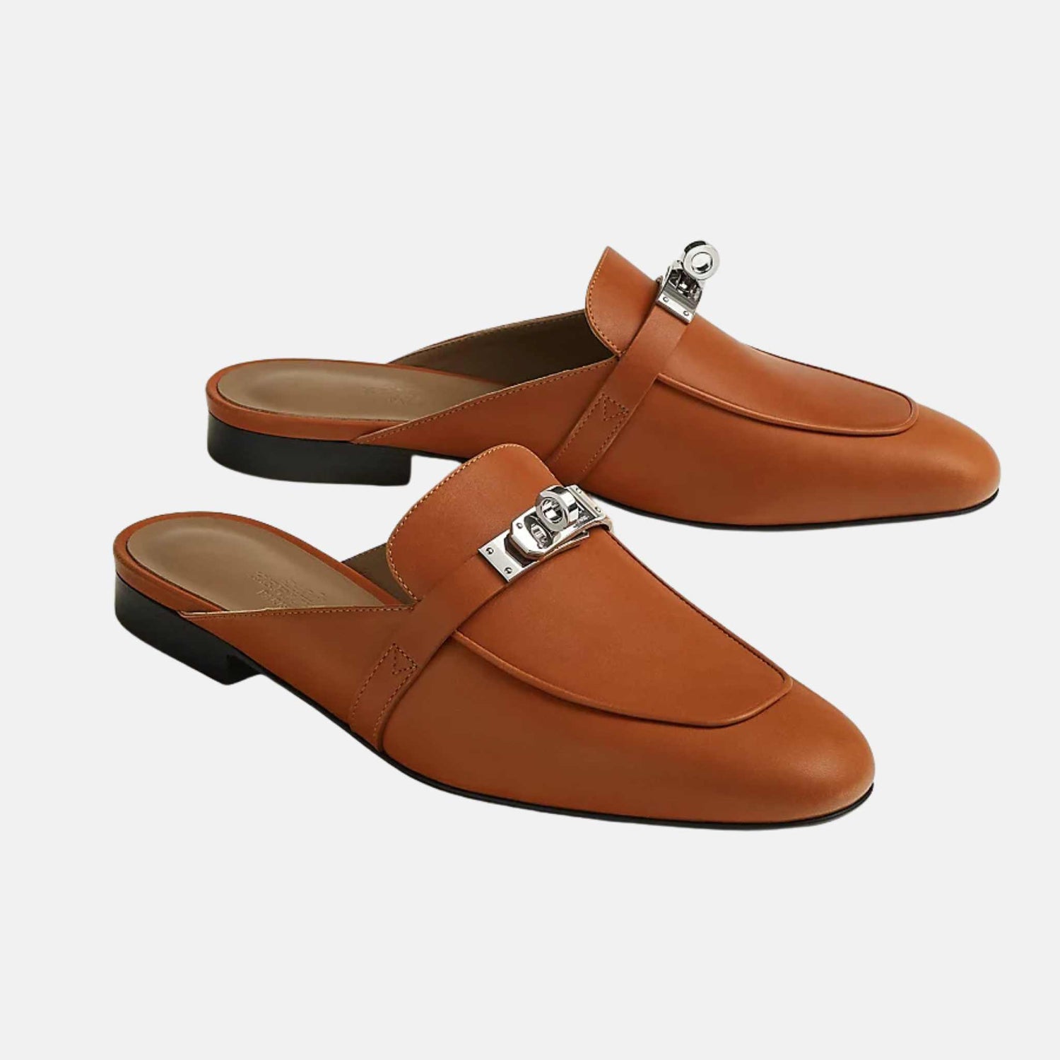 Hermes Oz Mule Heritage Calfskin PHW, Naturel, Front