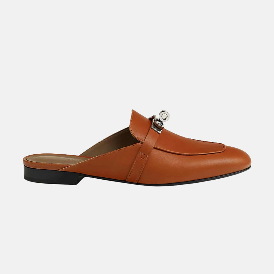 Hermes Oz Mule Heritage Calfskin PHW, طبيعي، جانبي