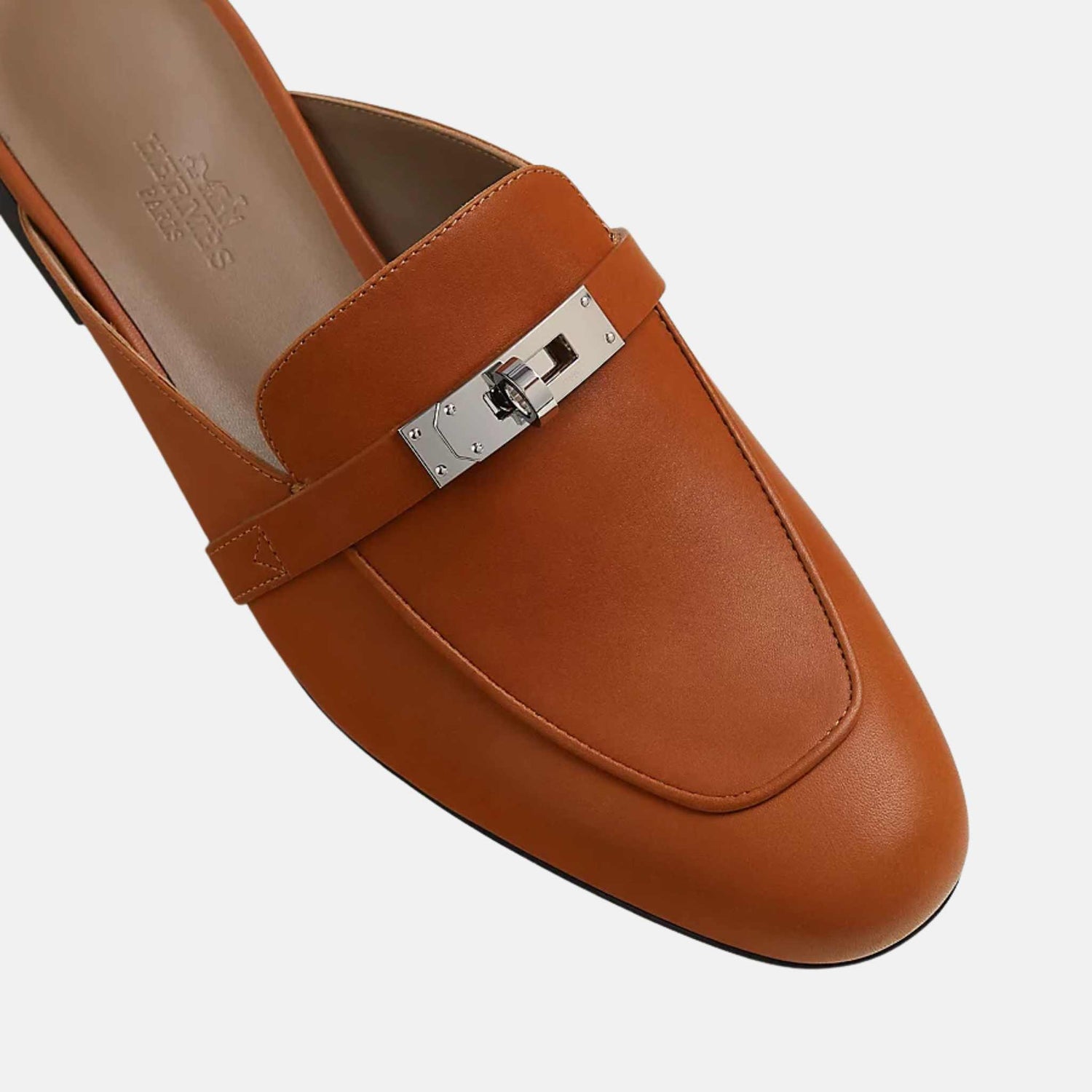 Hermes Oz Mule Heritage Calfskin PHW, Naturel, Top