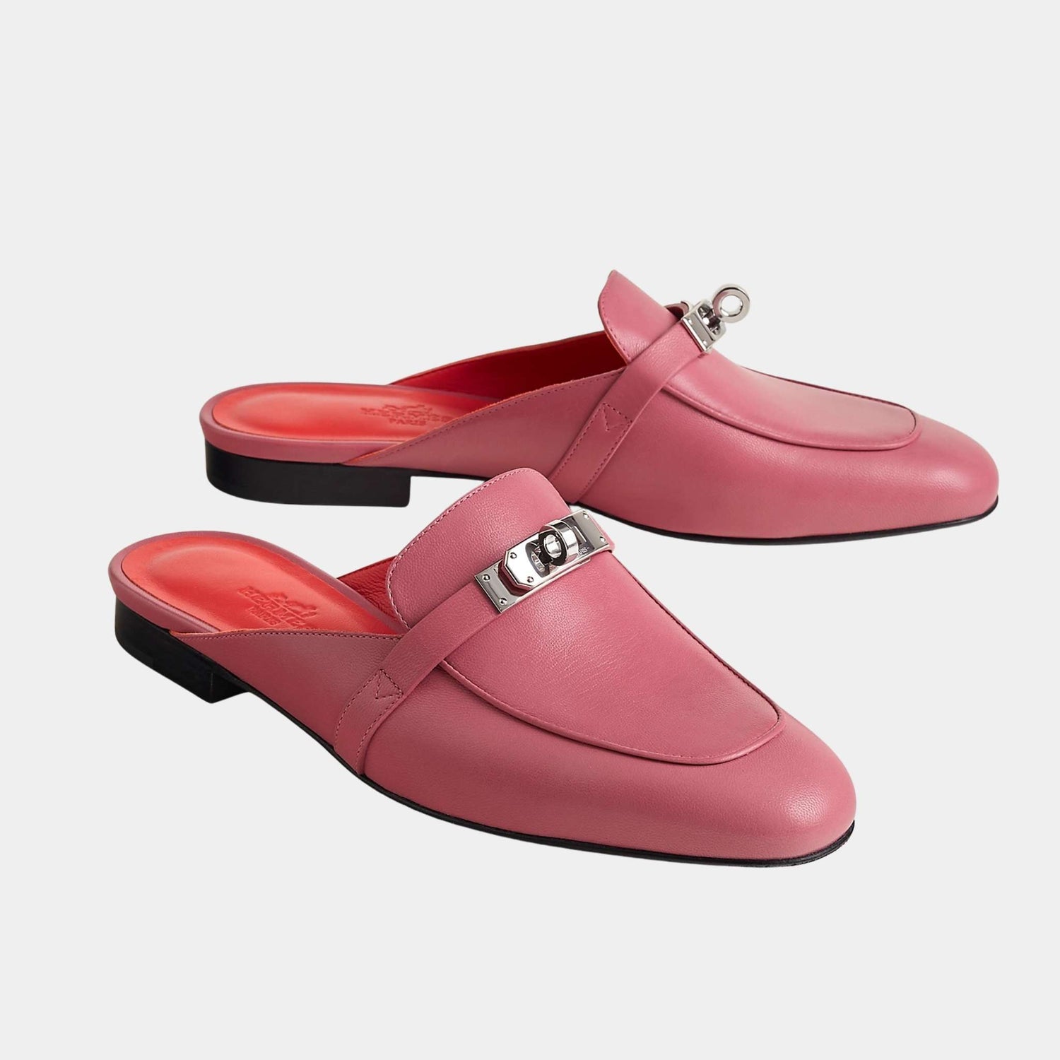 Hermes Oz Mule in Goatskin PHW, Rose Aphrodite, Front