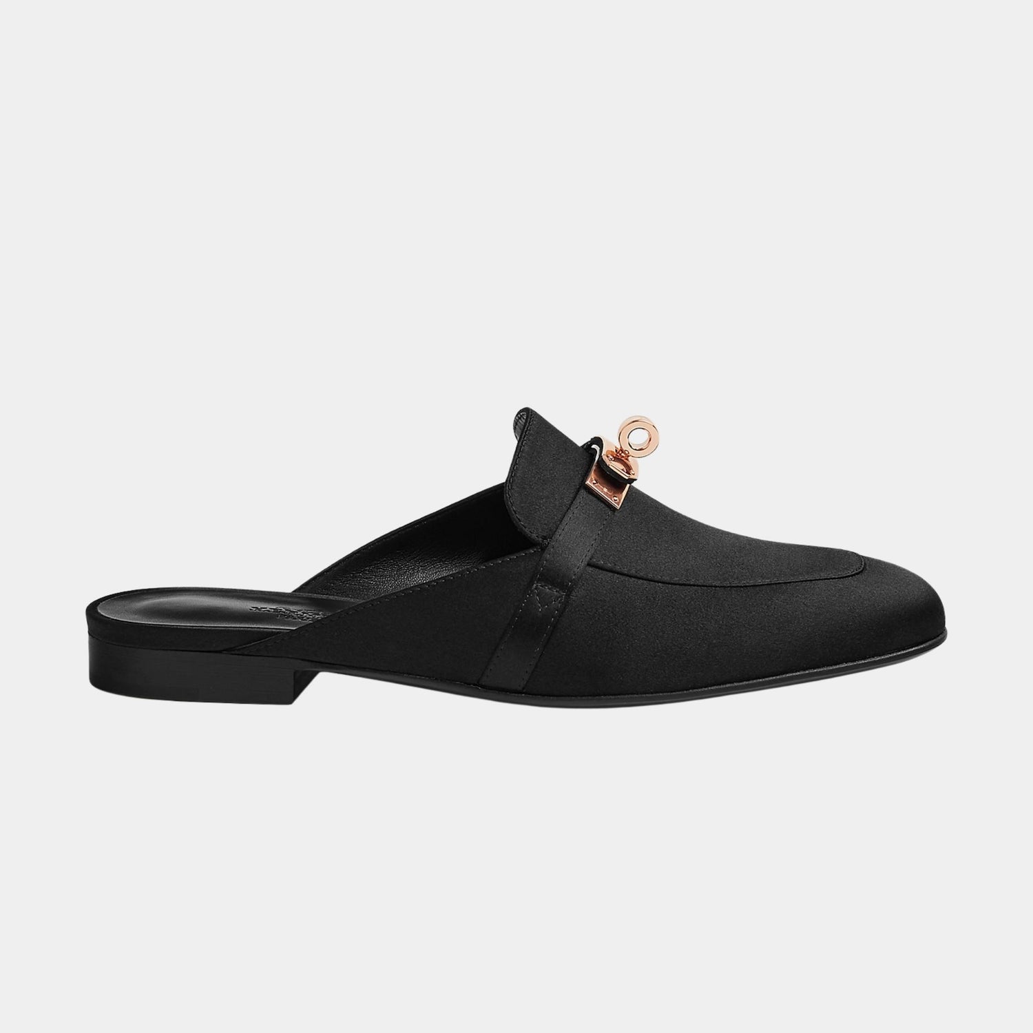 Hermes Oz Mule in Satin Crepe RGHW, Noir, Side