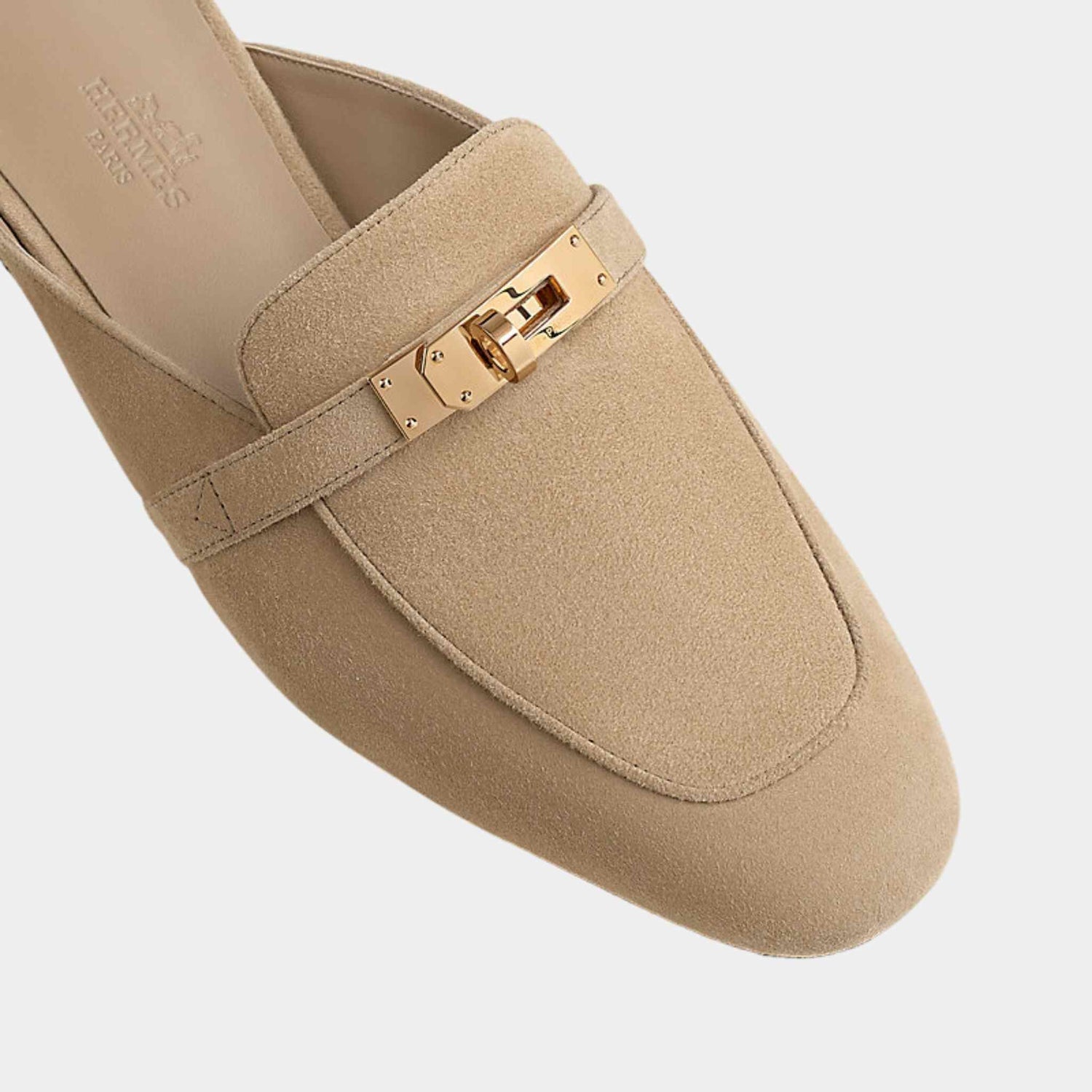 Hermes Oz Mules Beige Linen, Top Closeup