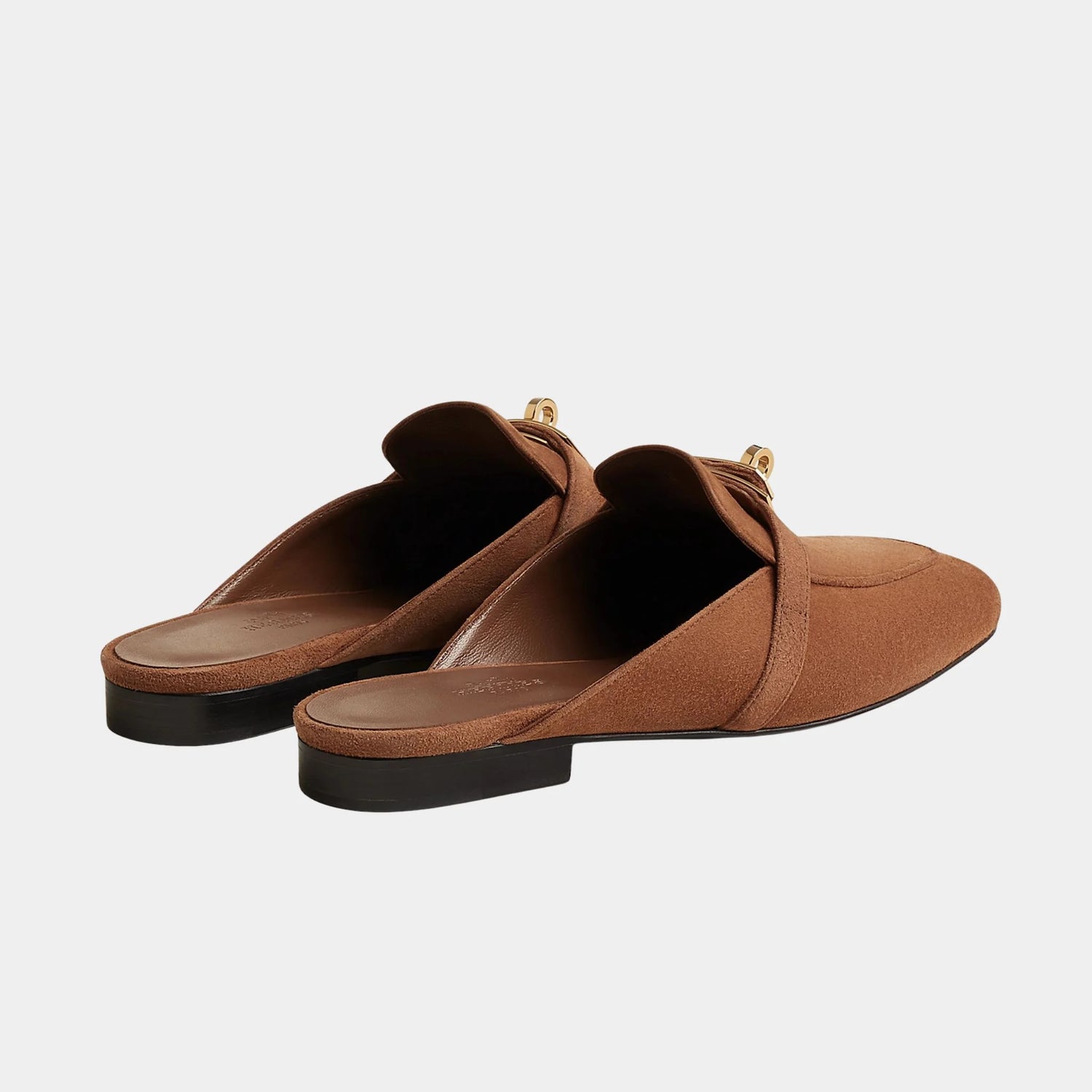 Hermes Oz Mules Goatskin Suede PHBW, Brun Amourette, Back