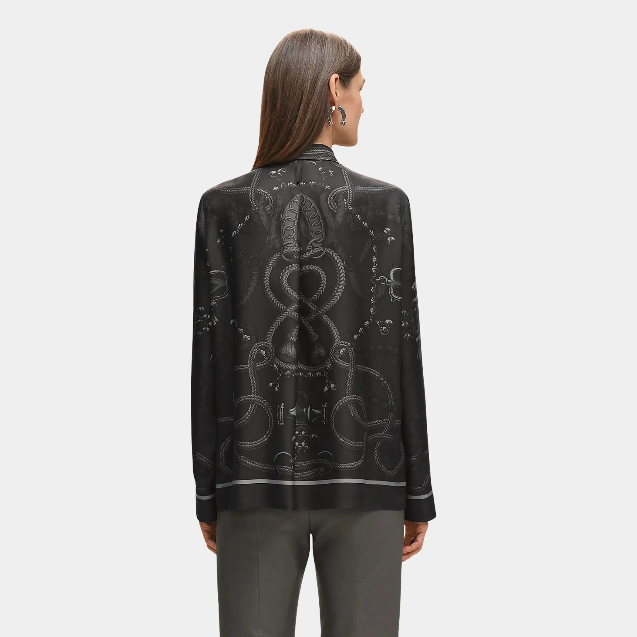 Hermes Palefroi Remix Classic Shirt, Gris Charbon, Back