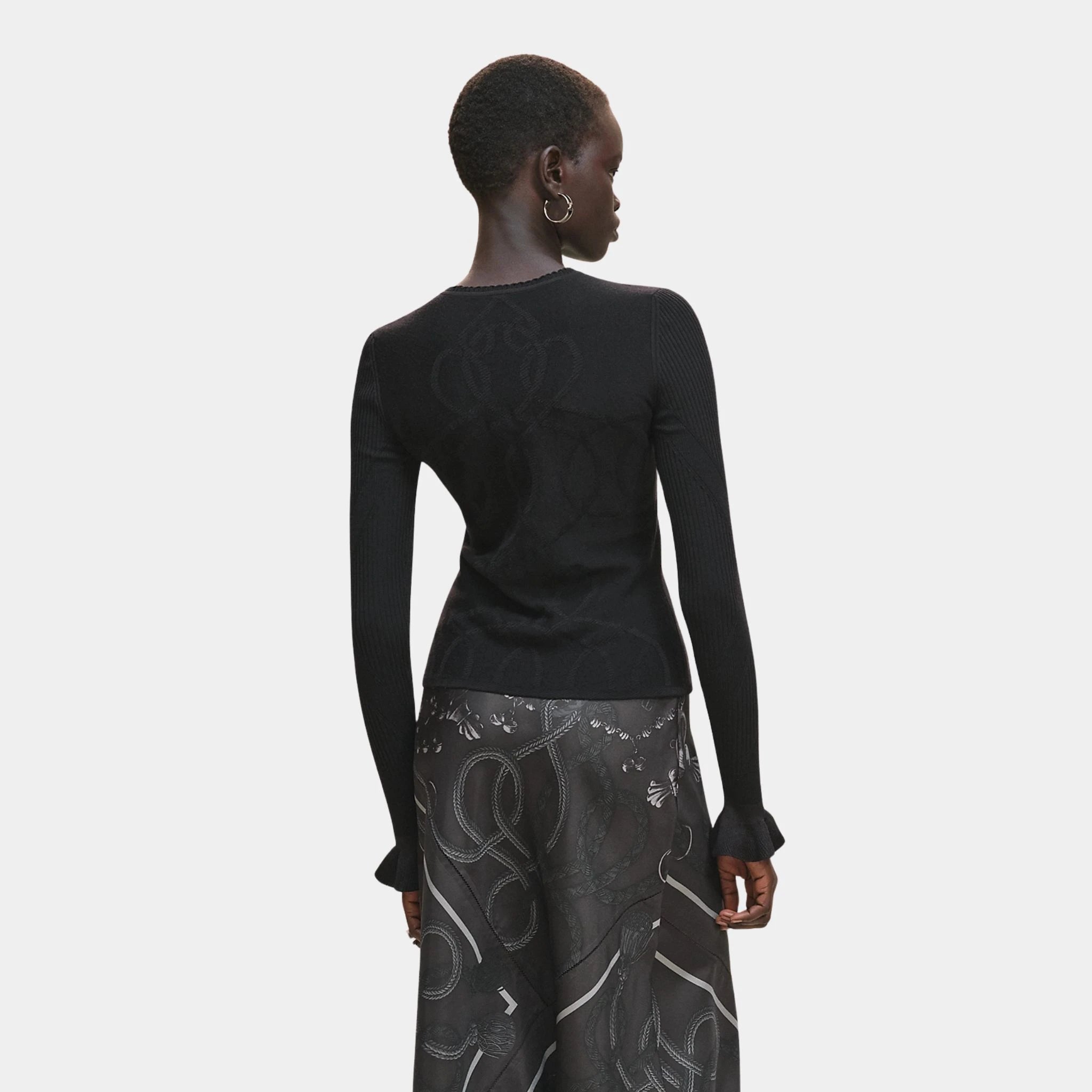 Hermes Palefroi Remix Light Long-sleeve Sweater, Noir, Back