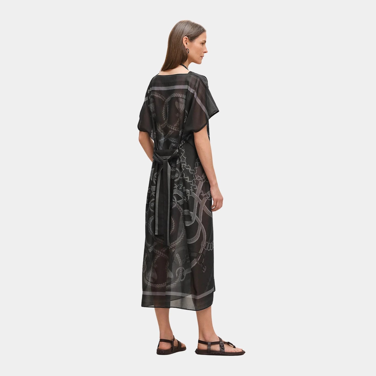 Hermes Palefroi Remix Maxi Beach Caftan, Gris Charbon, Back
